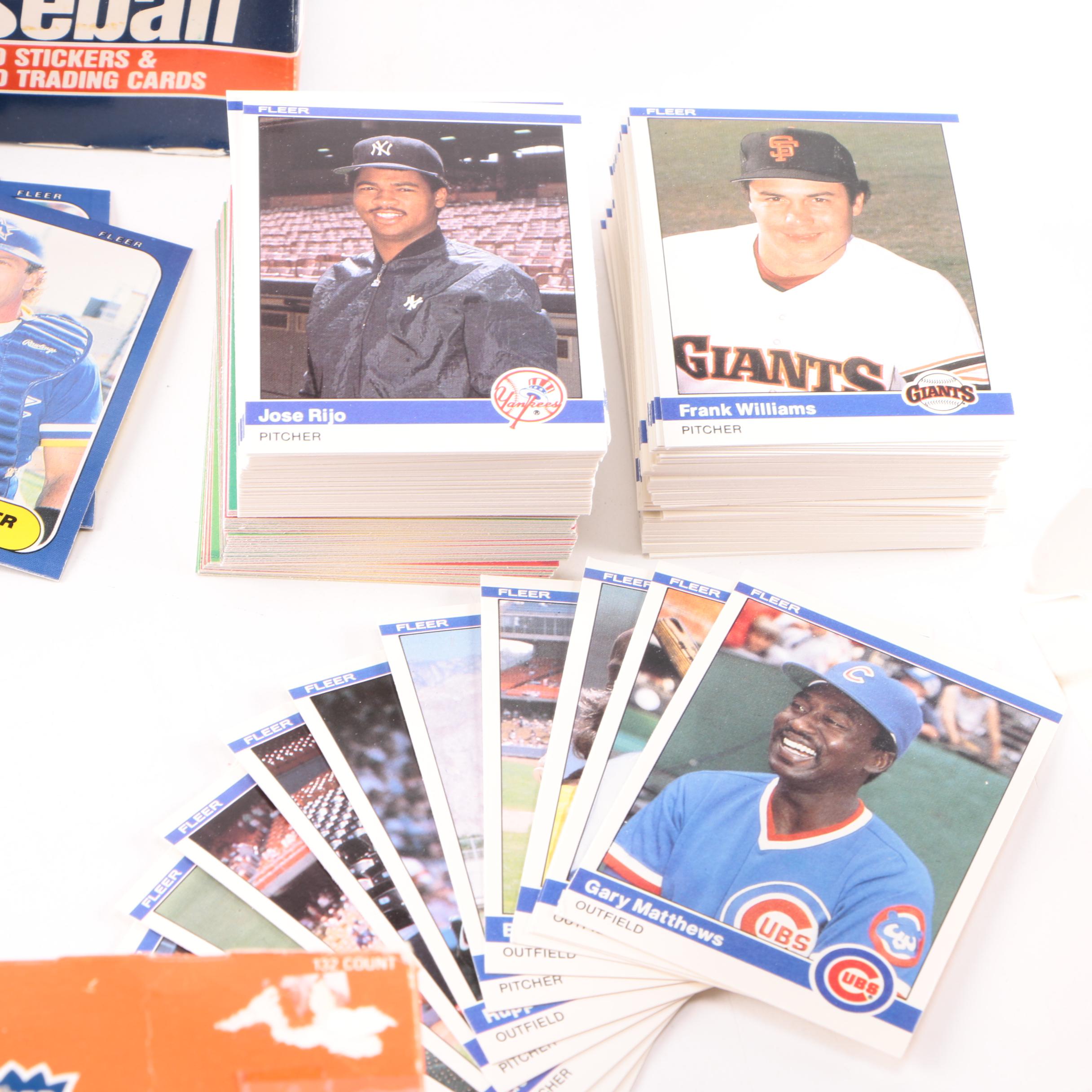 Assortment of 1980s and 1990s Fleer Baseball Cards and Logo Stickers