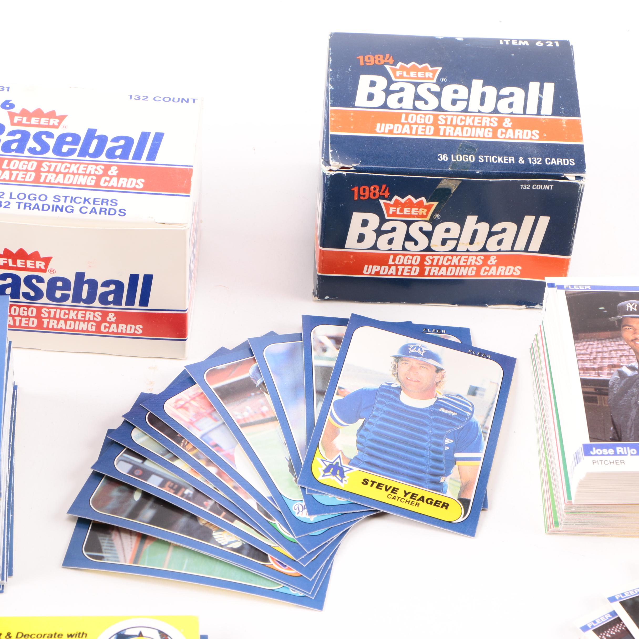 Assortment of 1980s and 1990s Fleer Baseball Cards and Logo Stickers