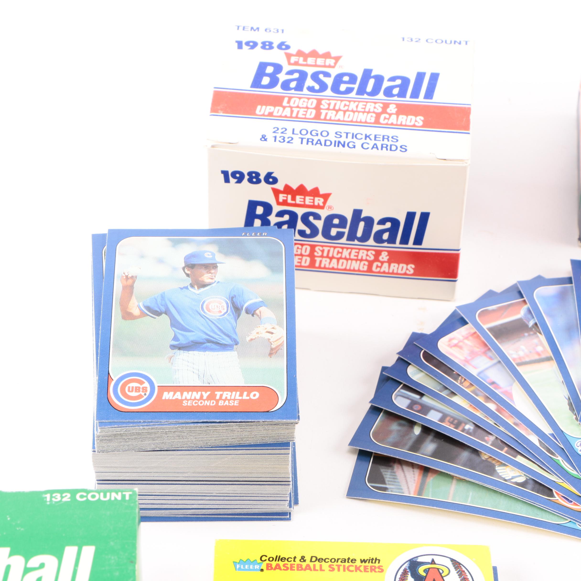Assortment of 1980s and 1990s Fleer Baseball Cards and Logo Stickers