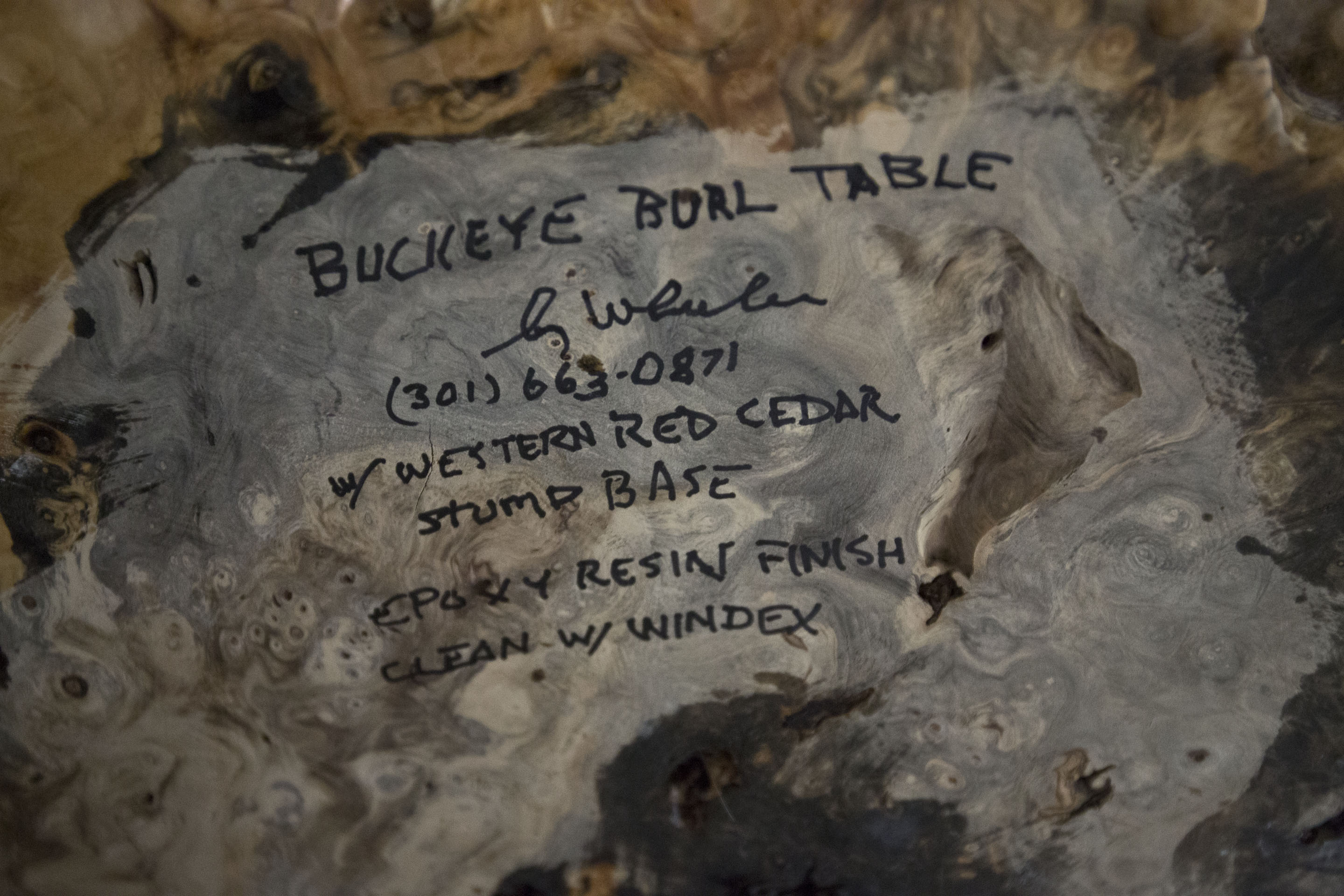 Epoxied Buckeye Burl Coffee Table by Wheeler