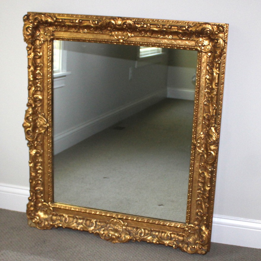 Ornate Gold-Tone Wall Mirror