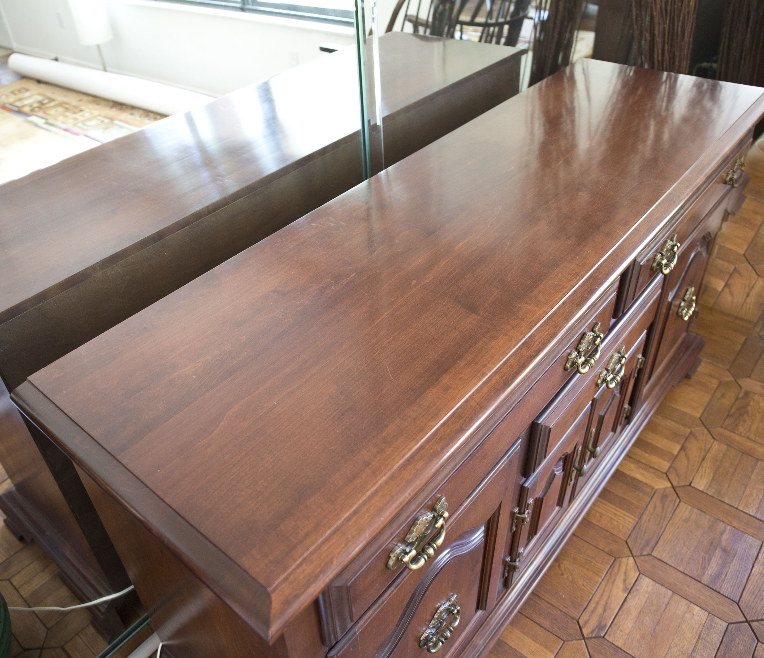 Vintage Solid Maple Chippendale Style Buffet from E. R. Buck