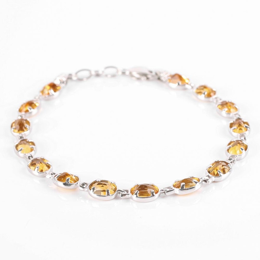 14K White Gold 6.80 CTW Citrine Bracelet