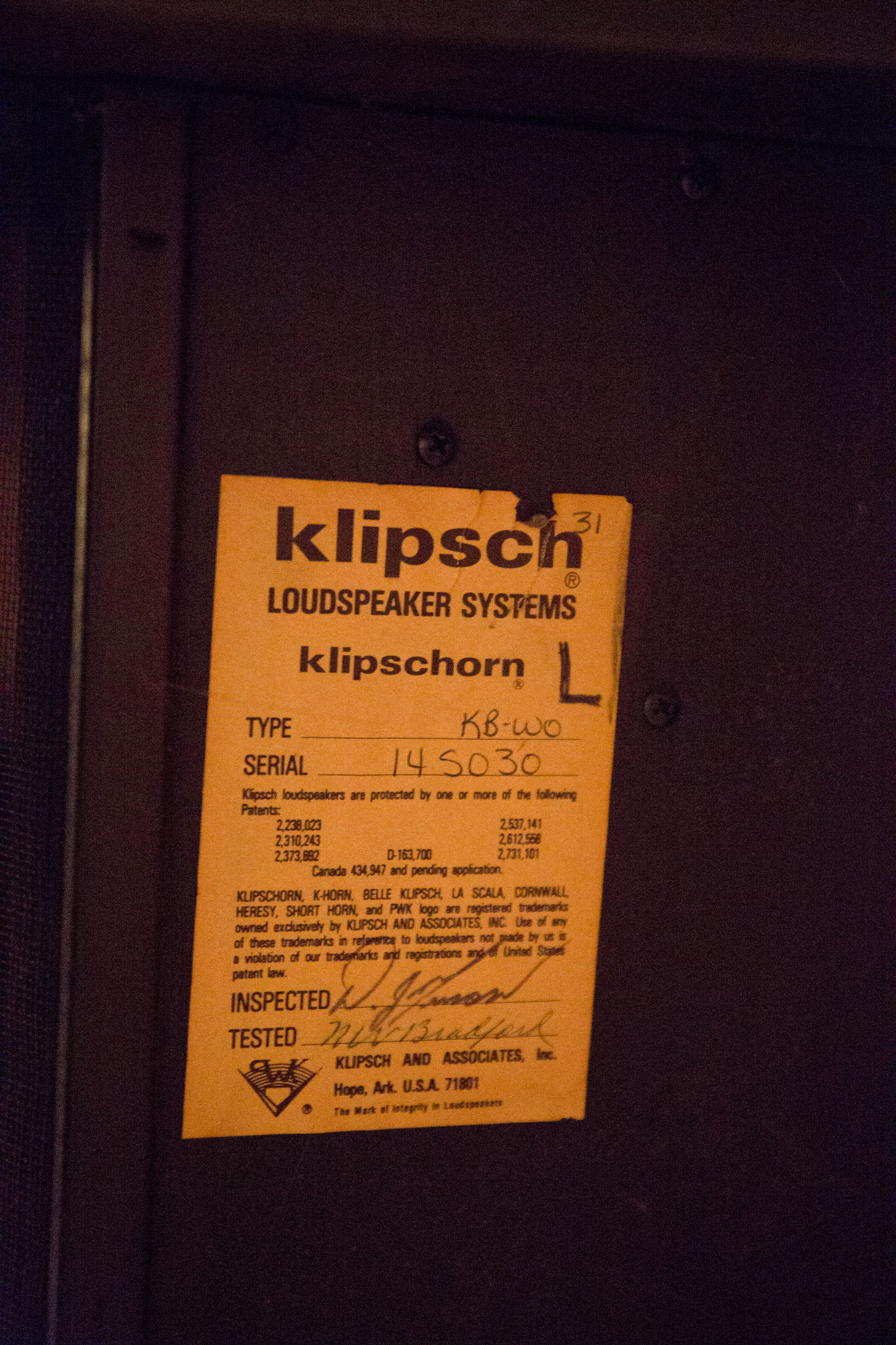 Klipsch Floorstanding Corner Speakers