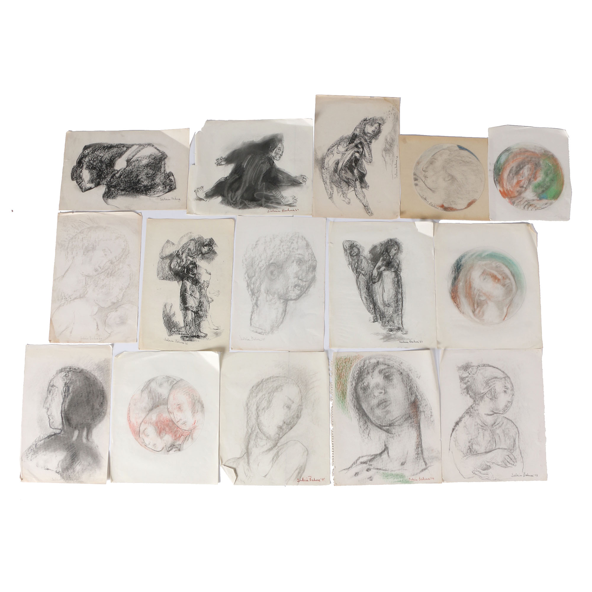 Circa 1970s Salcia Bahnc Original Figure Drawings