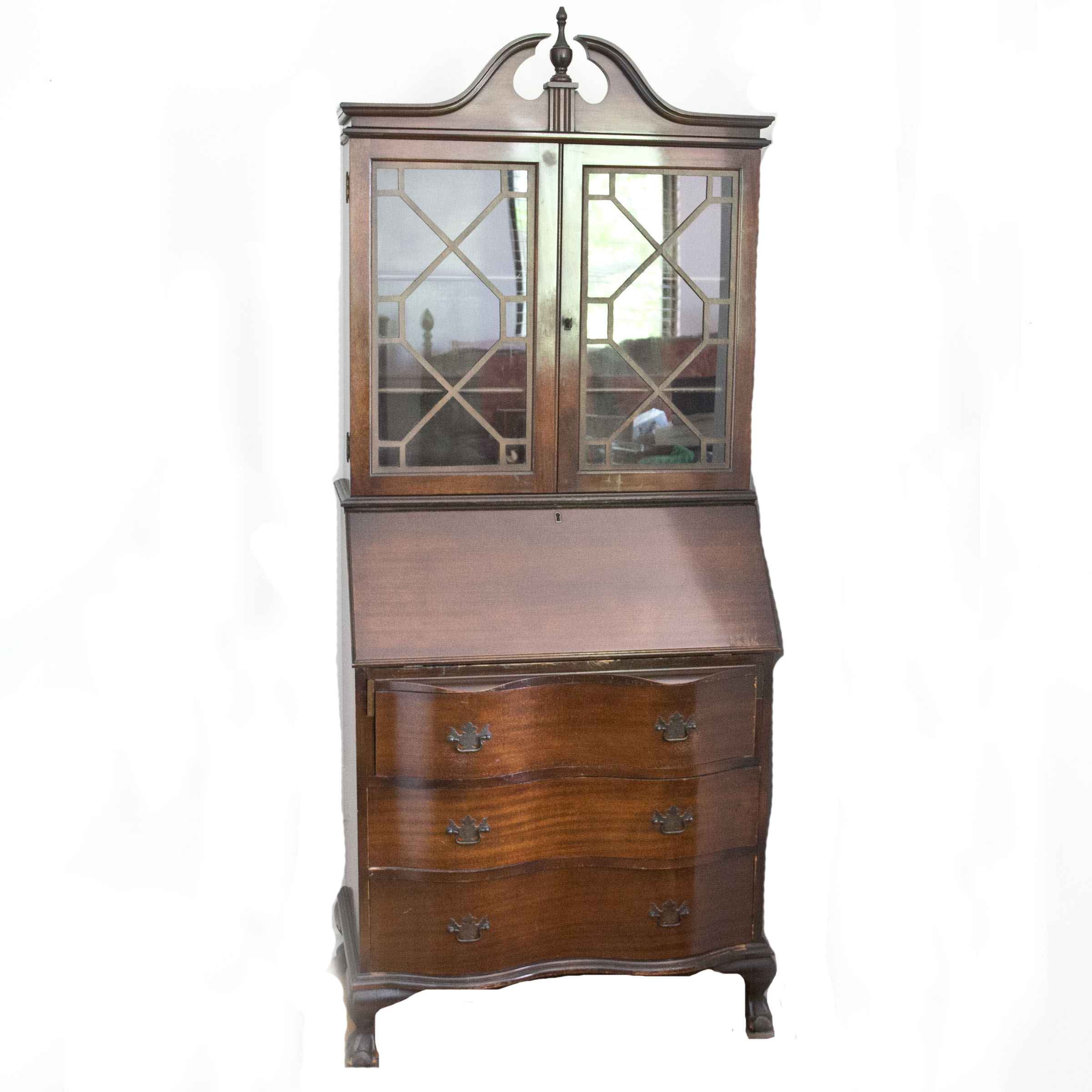 Vintage Georgian Style Serpentine Secretary