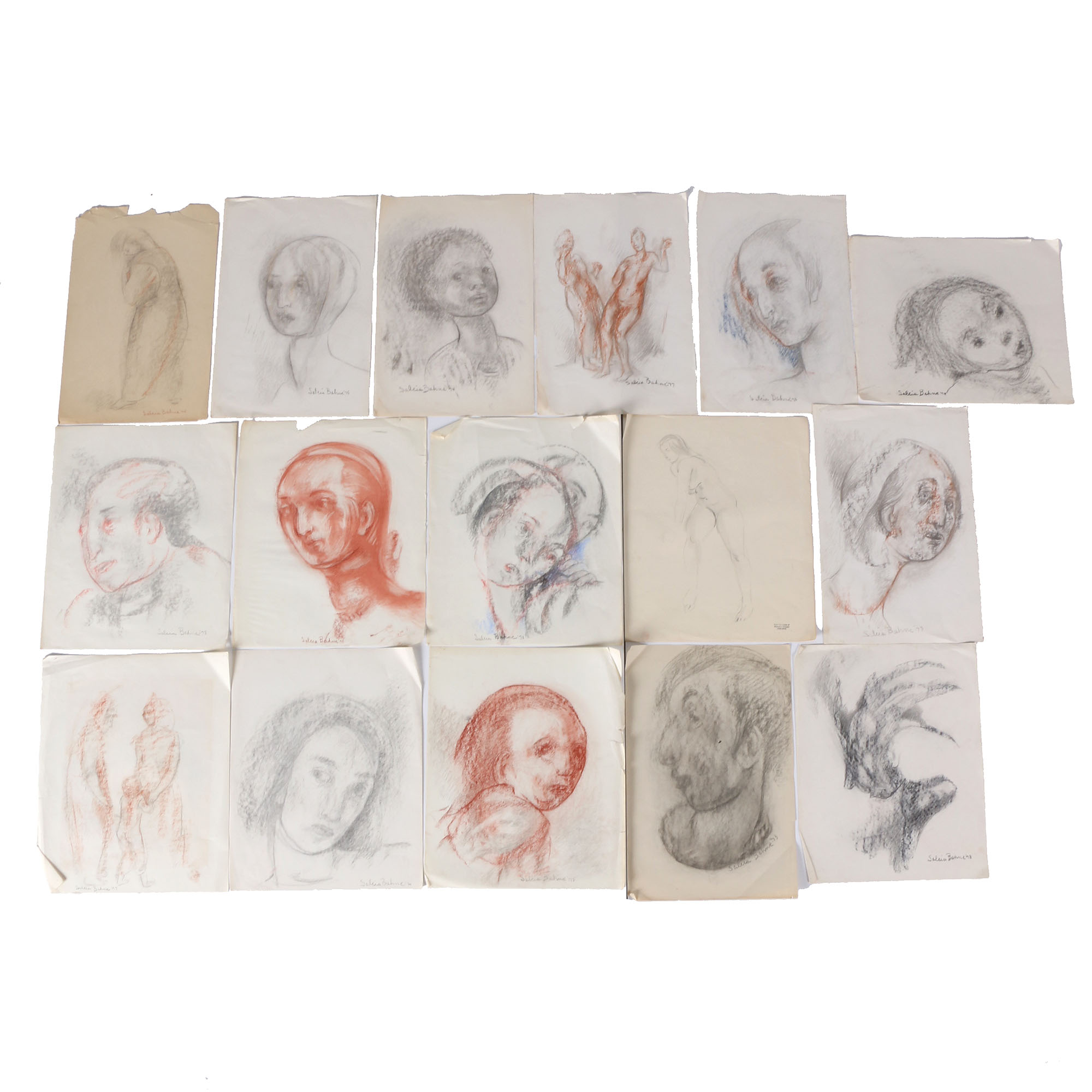 Salcia Bahnc Charcoal and Pastel Figure Drawings