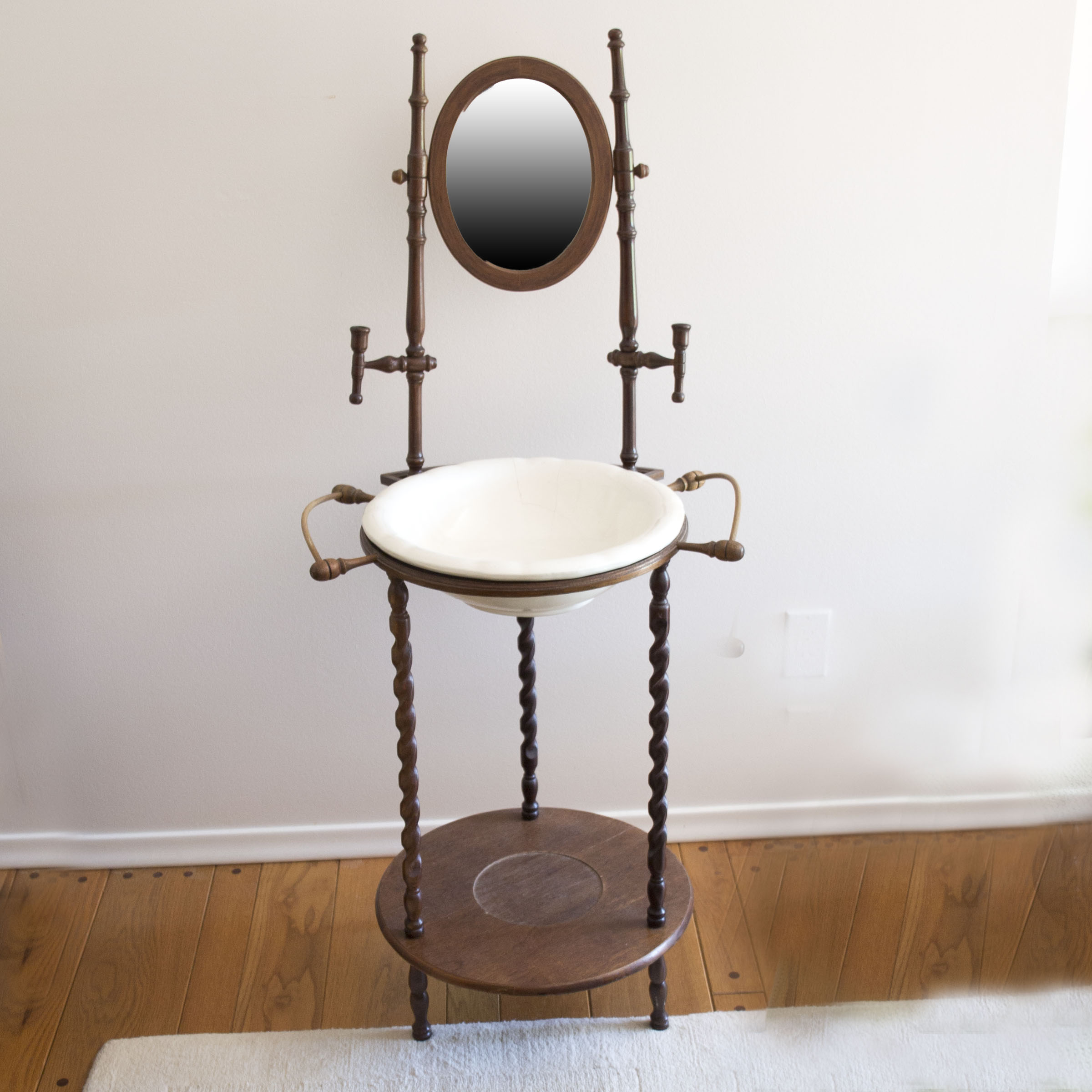 Victorian Style Wash Basin Stand with Ceramic Bowl