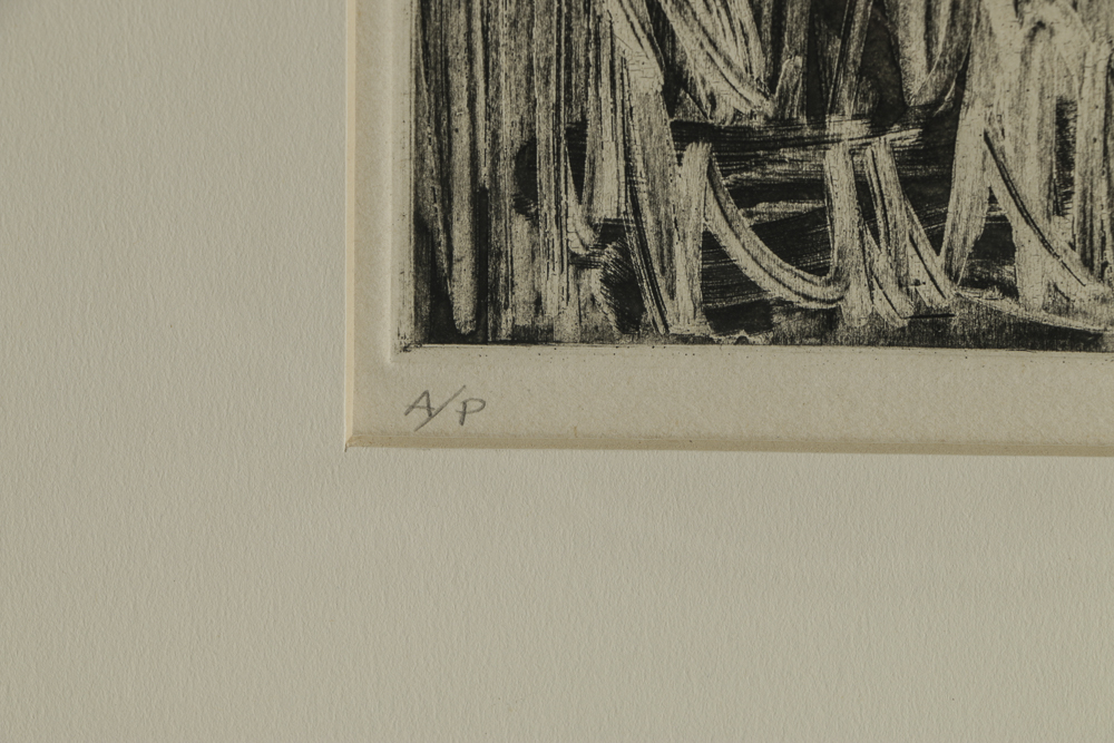 John Ihle Artist's Proof Etching on Paper "Bull with Apple Juice"