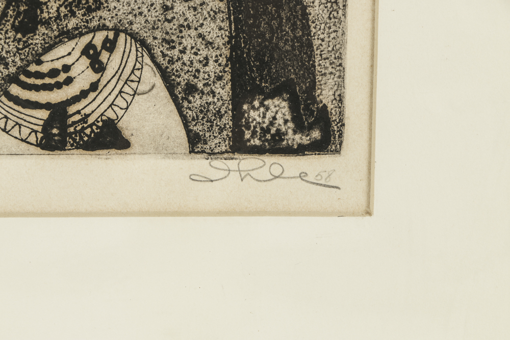 John Ihle Artist's Proof Etching on Paper "Mother and Atomic Child"