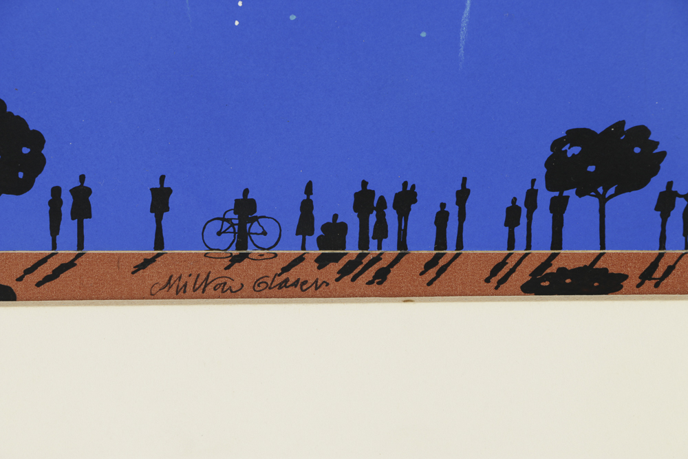 Milton Glaser Lithograph on Paper with Hand Painted Embellishments of Abraham Lincoln and George Washington