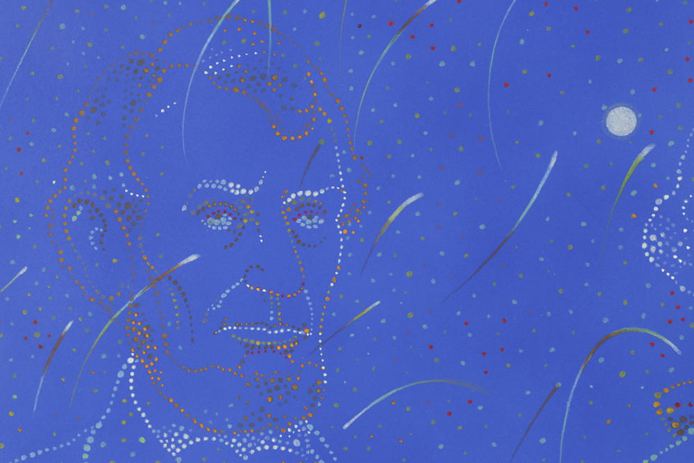 Milton Glaser Lithograph on Paper with Hand Painted Embellishments of Abraham Lincoln and George Washington