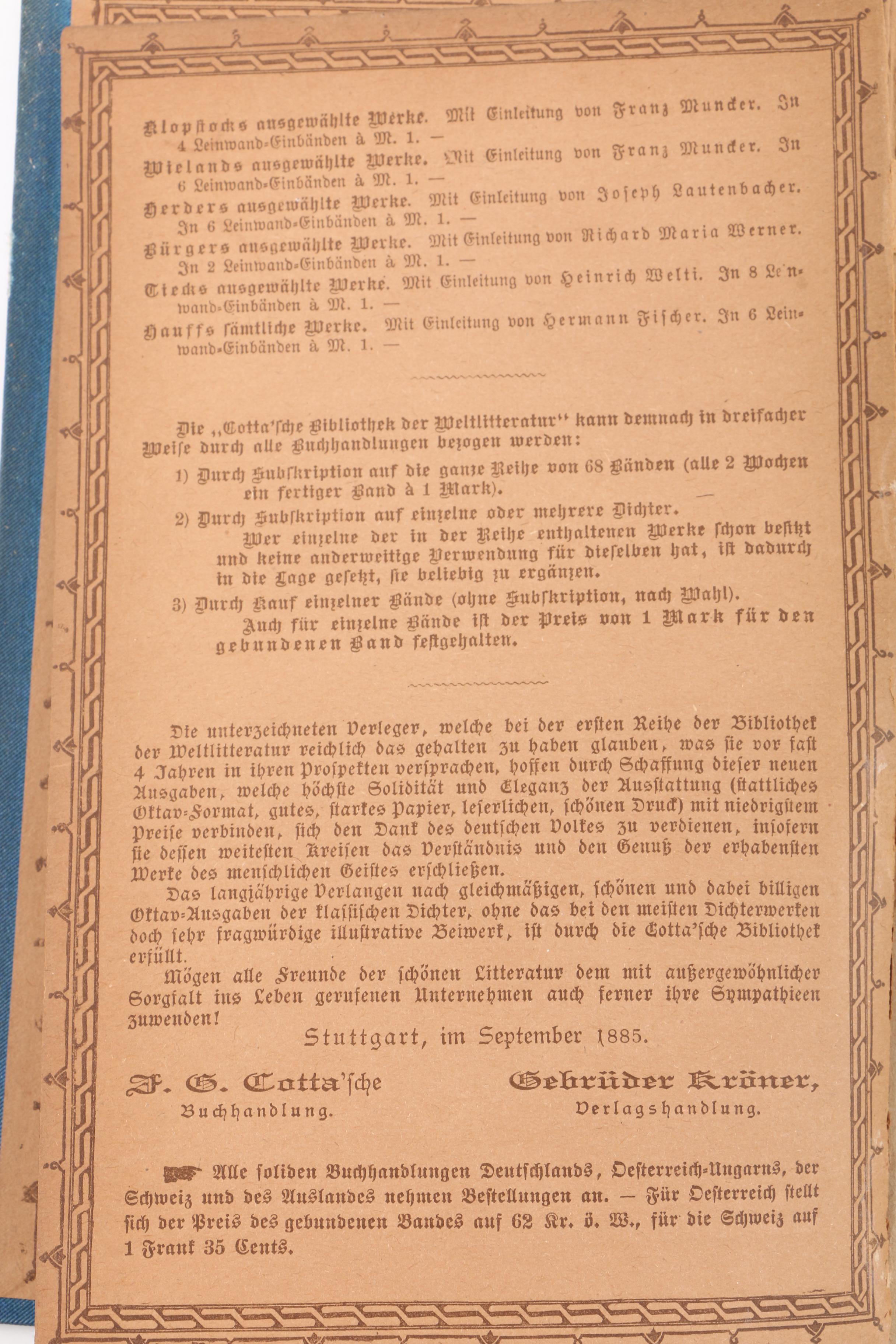 Antique Set of The Works of Lord Byron in German