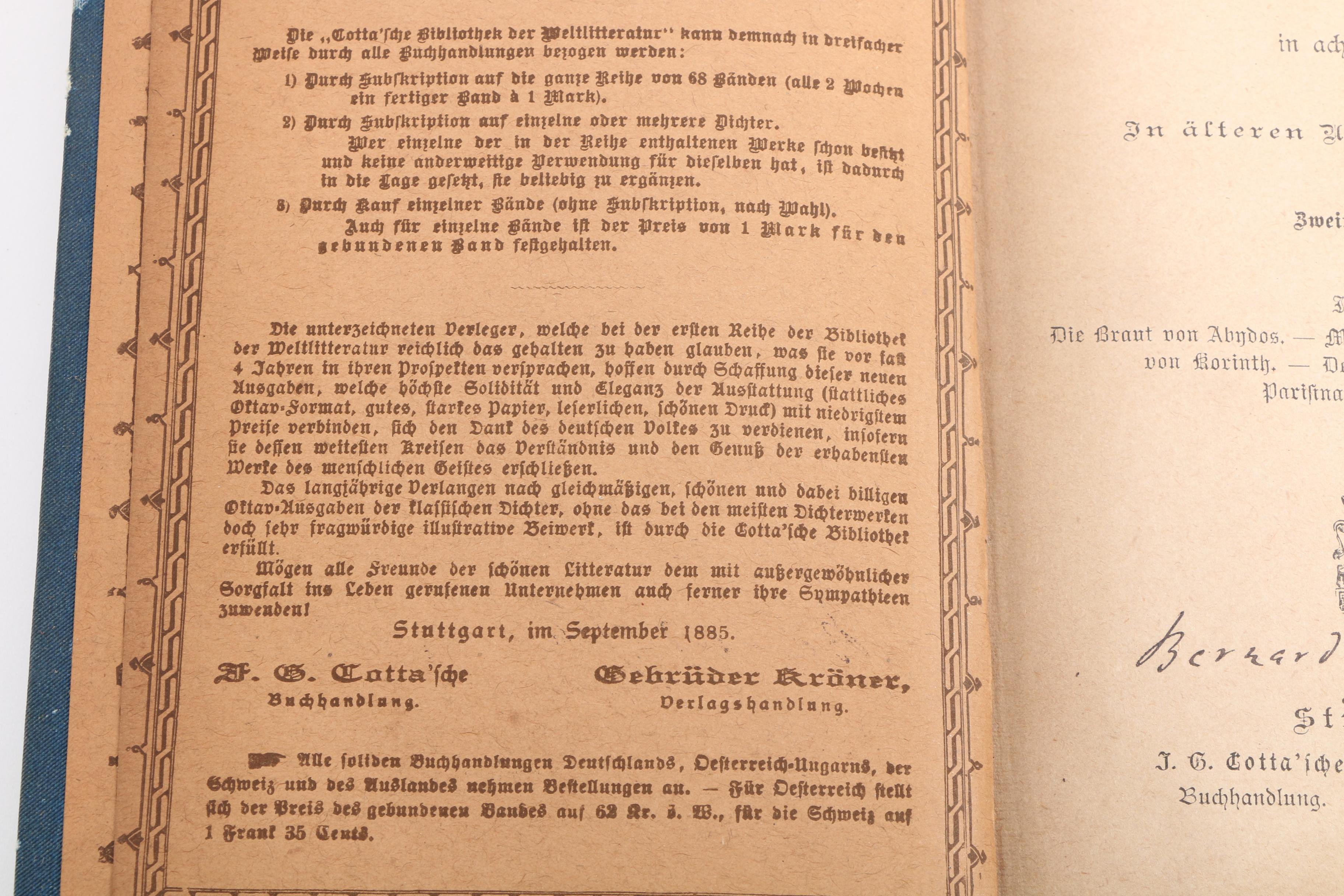 Antique Set of The Works of Lord Byron in German