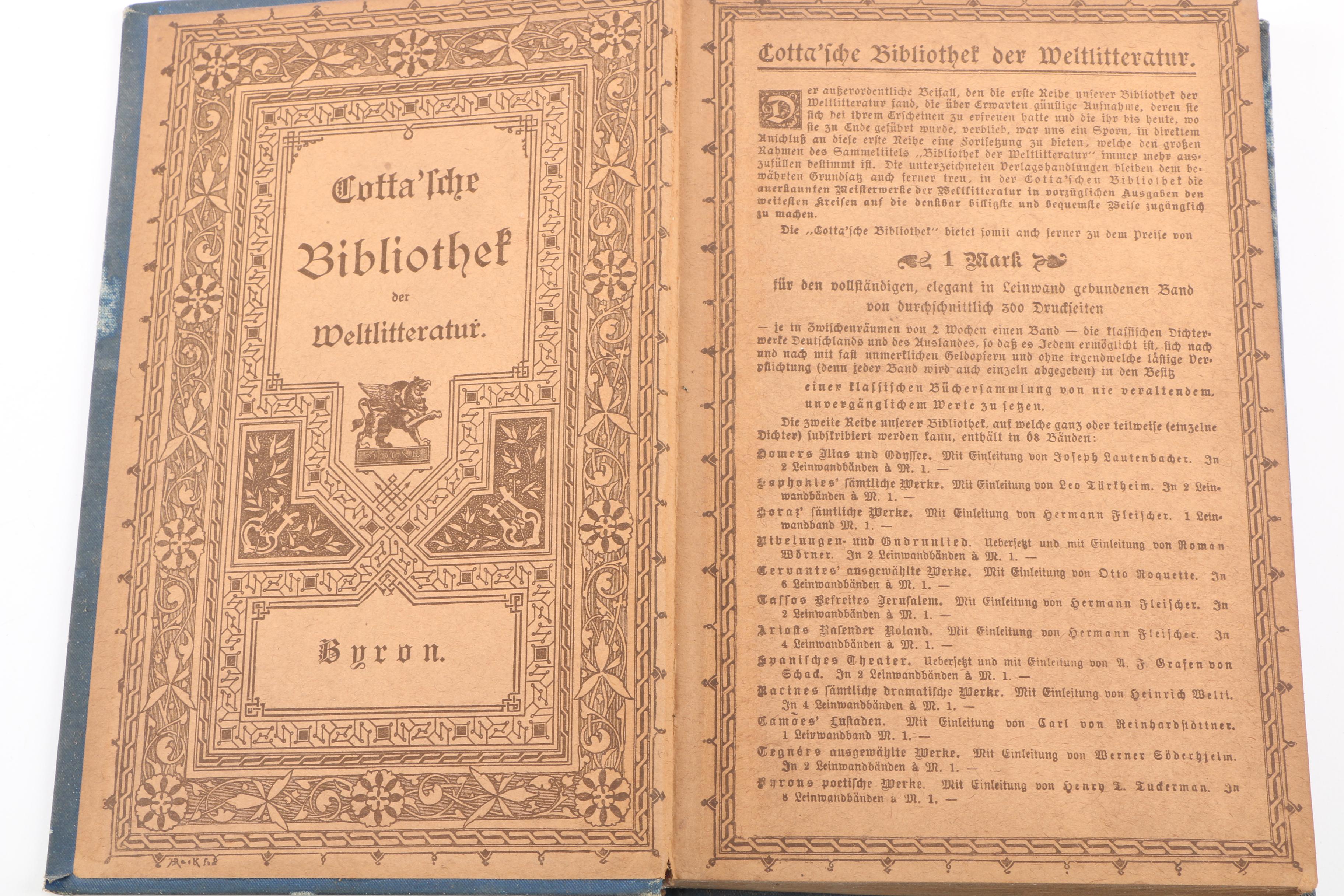 Antique Set of The Works of Lord Byron in German