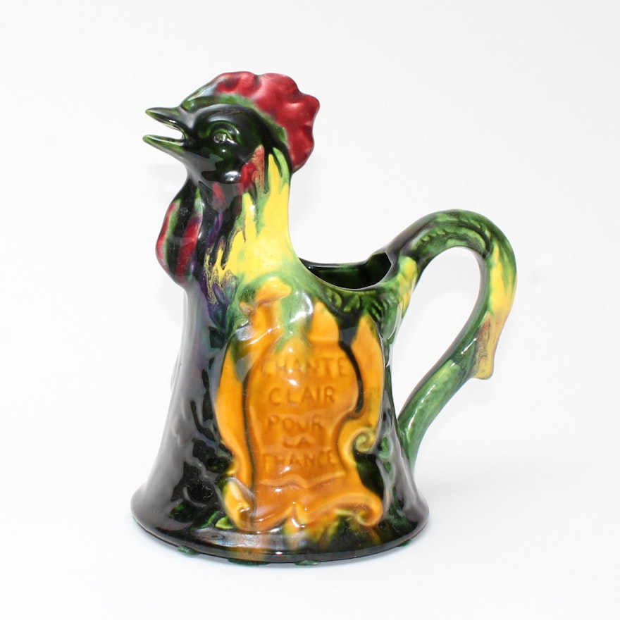 Chante Clair Majolica Rooster Pitcher