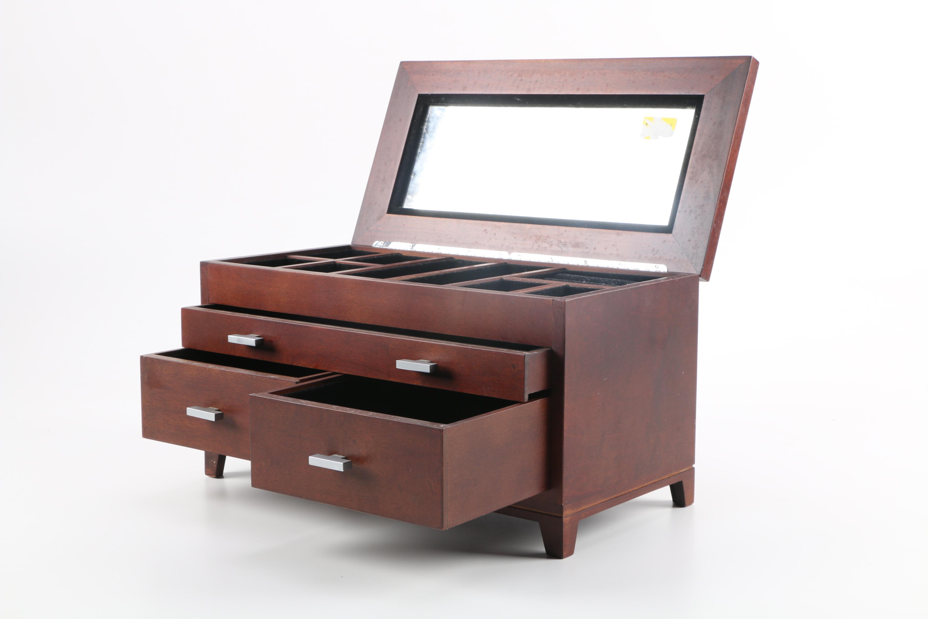 Velvet Lined Wooden Jewelry Box