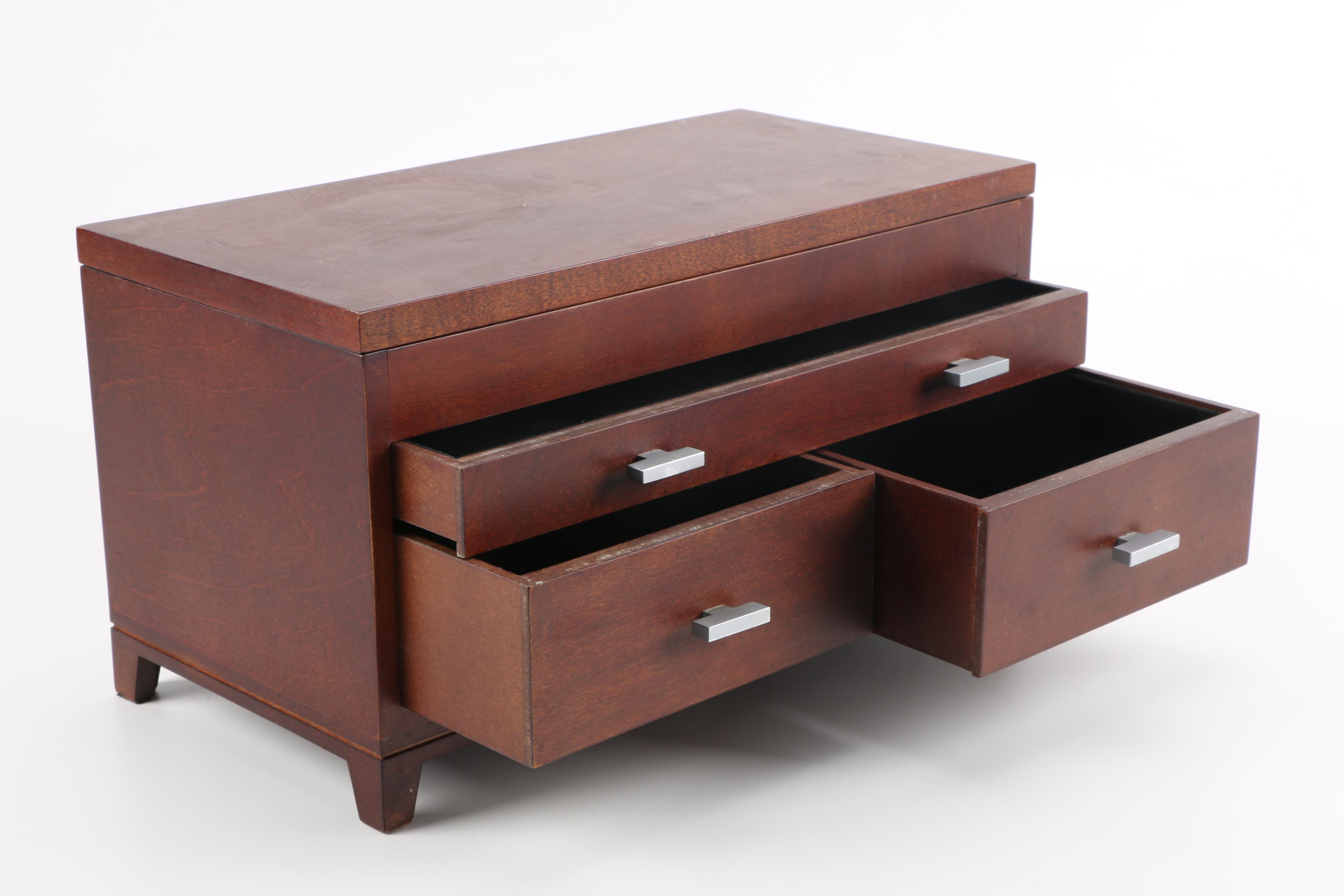 Velvet Lined Wooden Jewelry Box