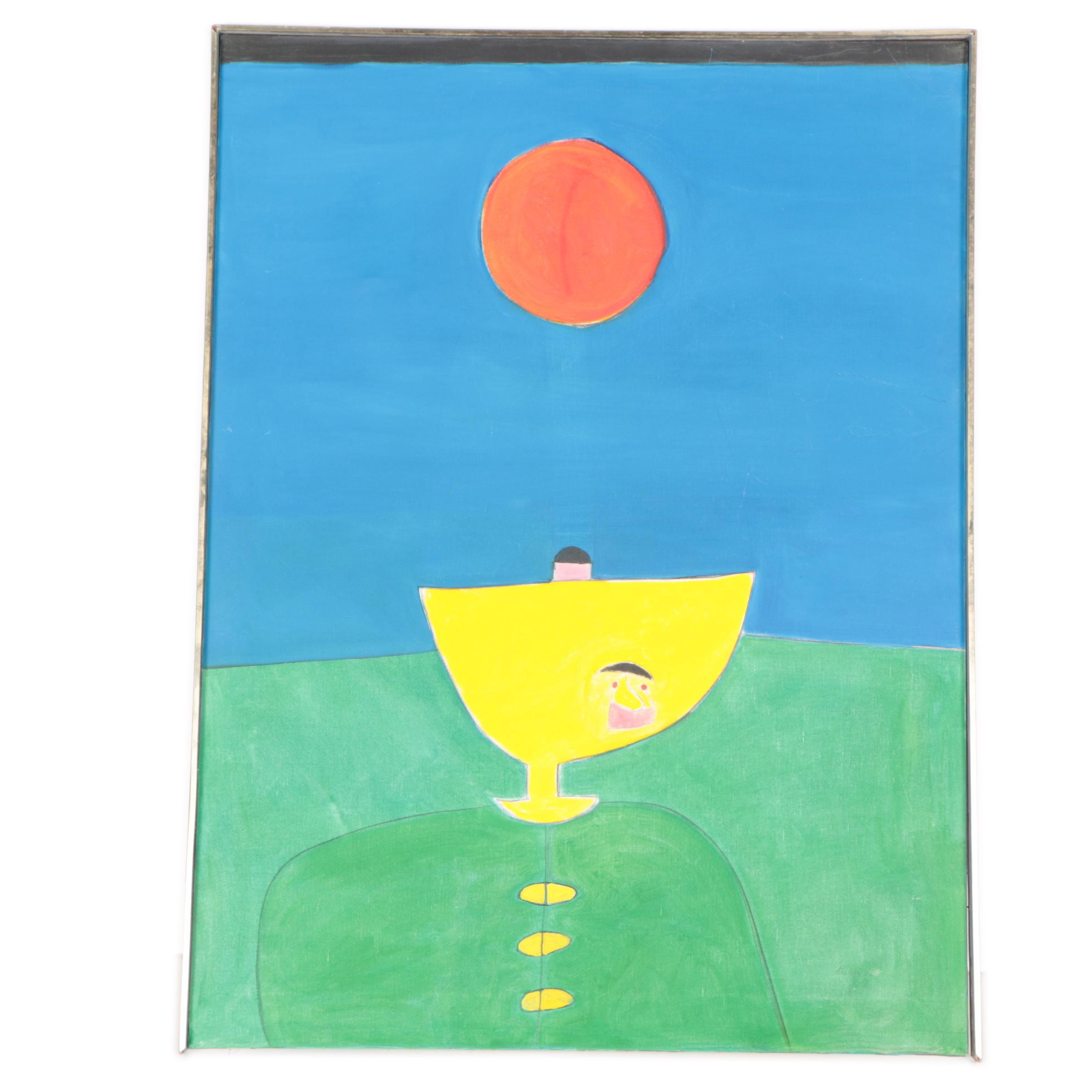 Joan Abelove Acrylic Painting on Canvas "Blinking Light"