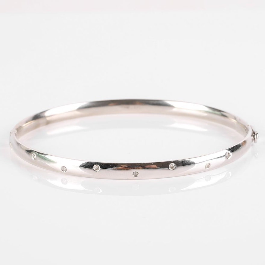 9K White Gold Diamond Bangle Bracelet