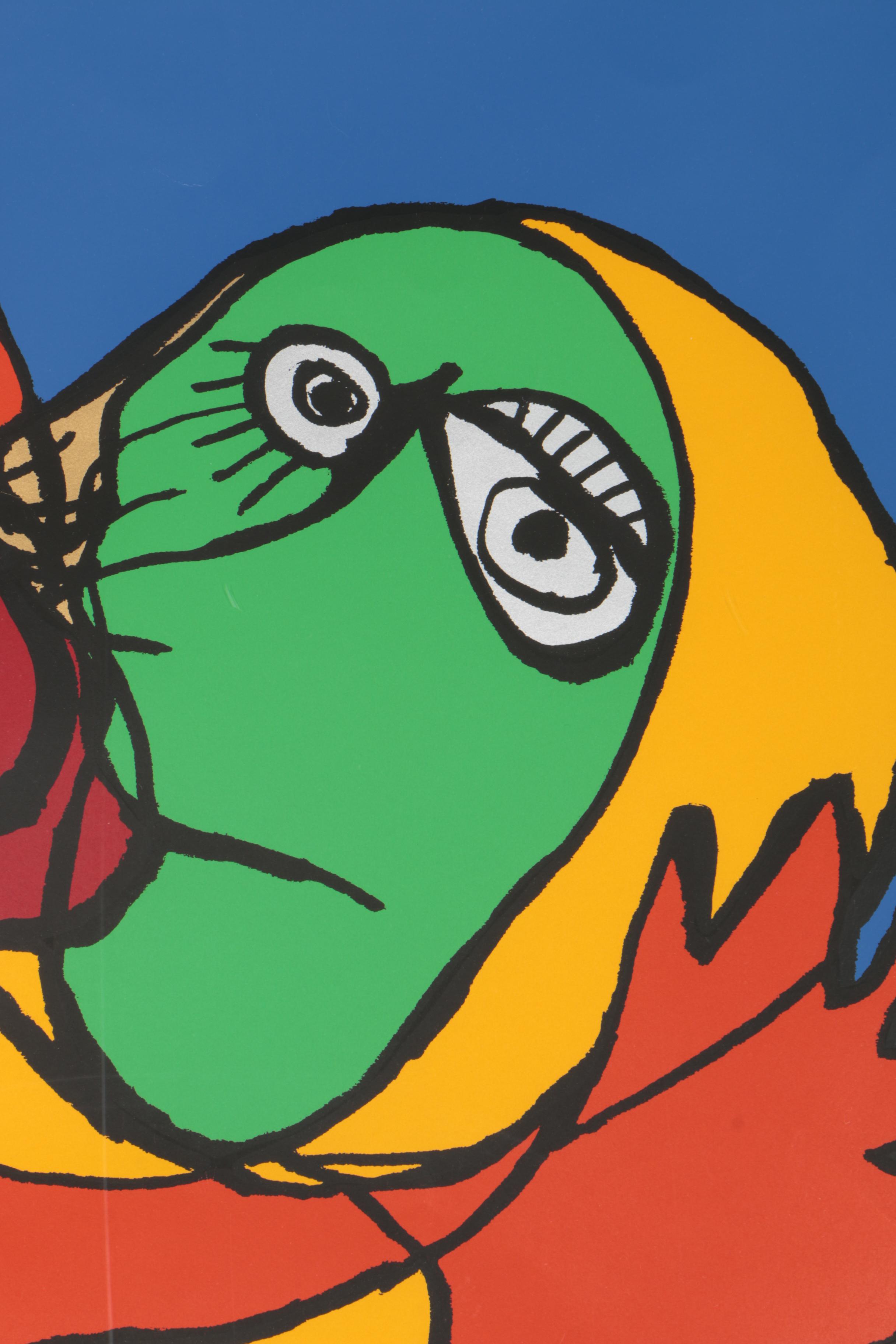 Karel Appel Limited Edition Serigraph "Blue Sky Kiss"