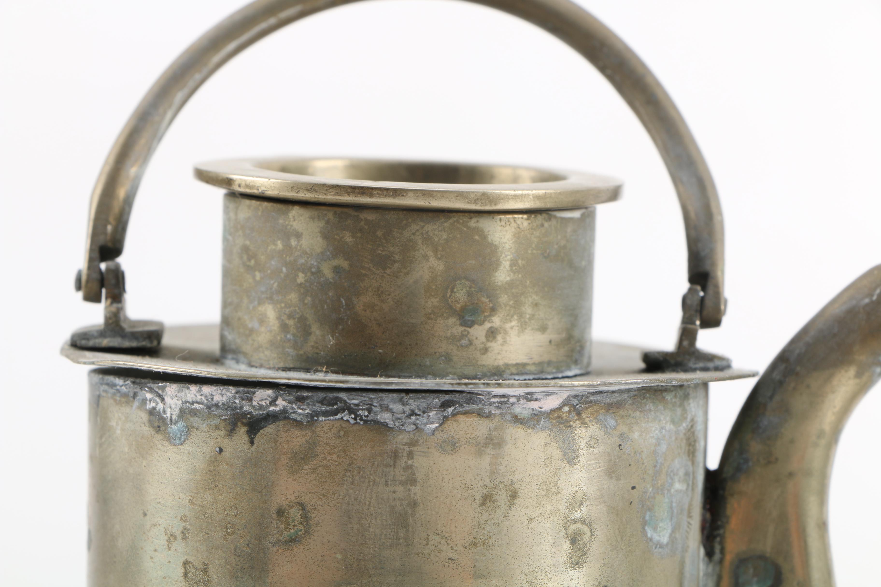 Vintage Japanese Teapot and Chased Brass Serving Dish