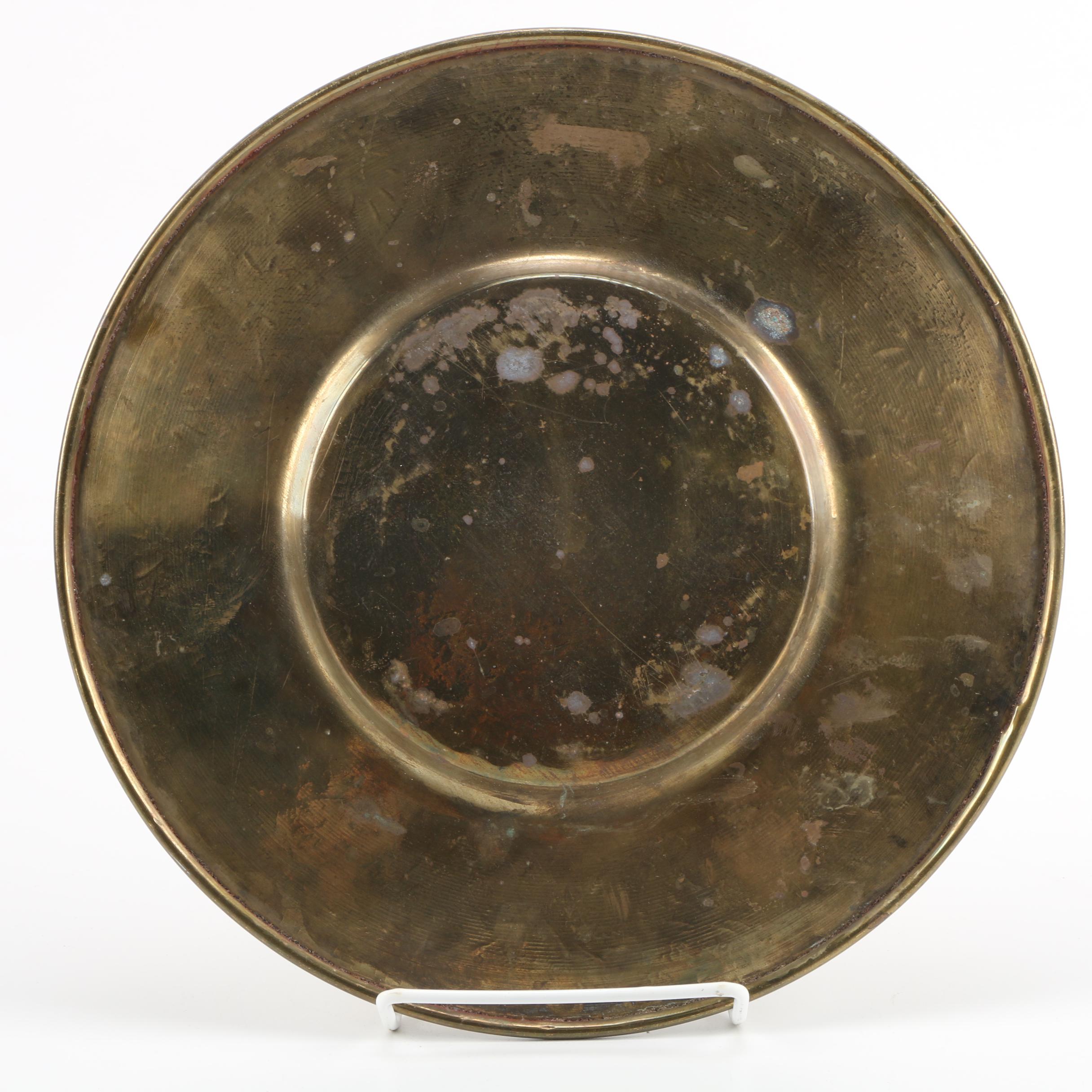 Vintage Japanese Teapot and Chased Brass Serving Dish