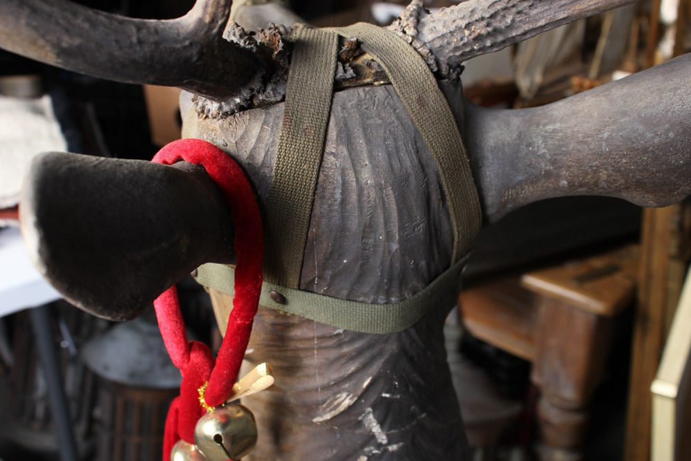 Gustav Dentzel Hand-Carved Reindeer Sculpture