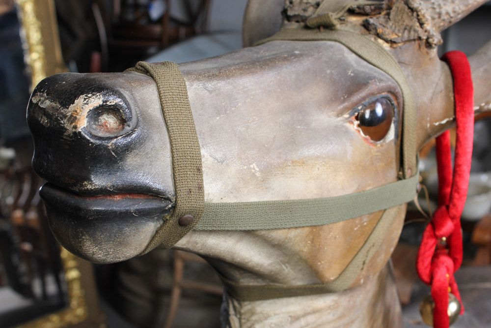 Gustav Dentzel Hand-Carved Reindeer Sculpture