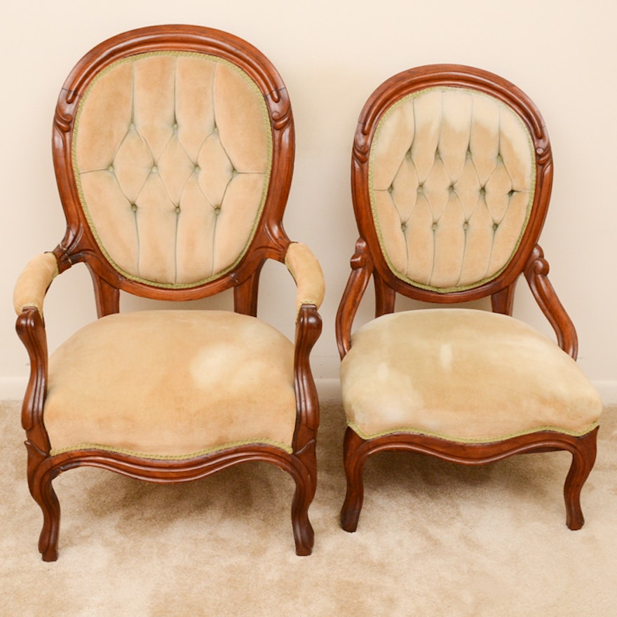 Pair of Rococo Revival Balloon Back Chairs