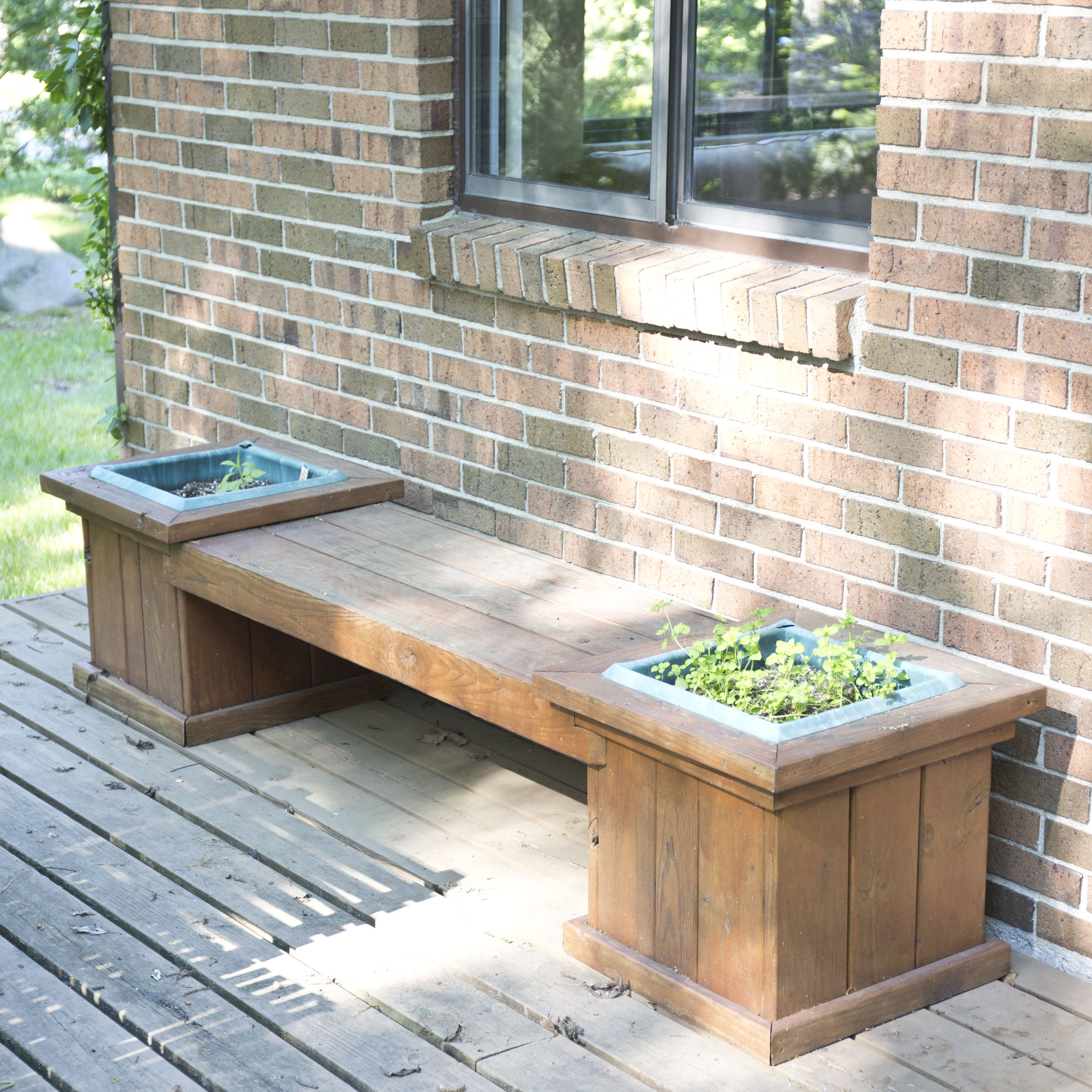 Wooden Outdoor Planter Bench