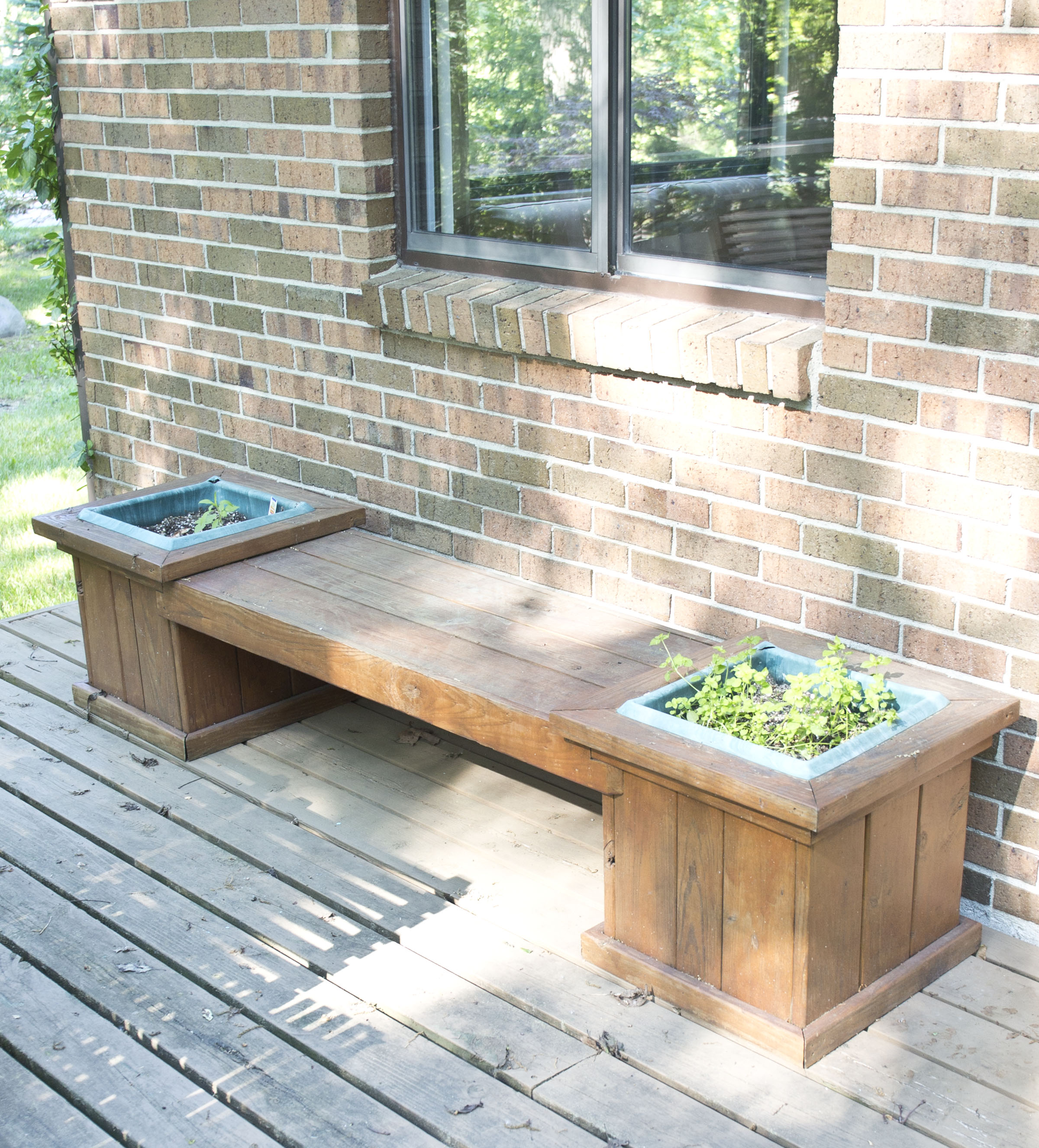 Wooden Outdoor Planter Bench