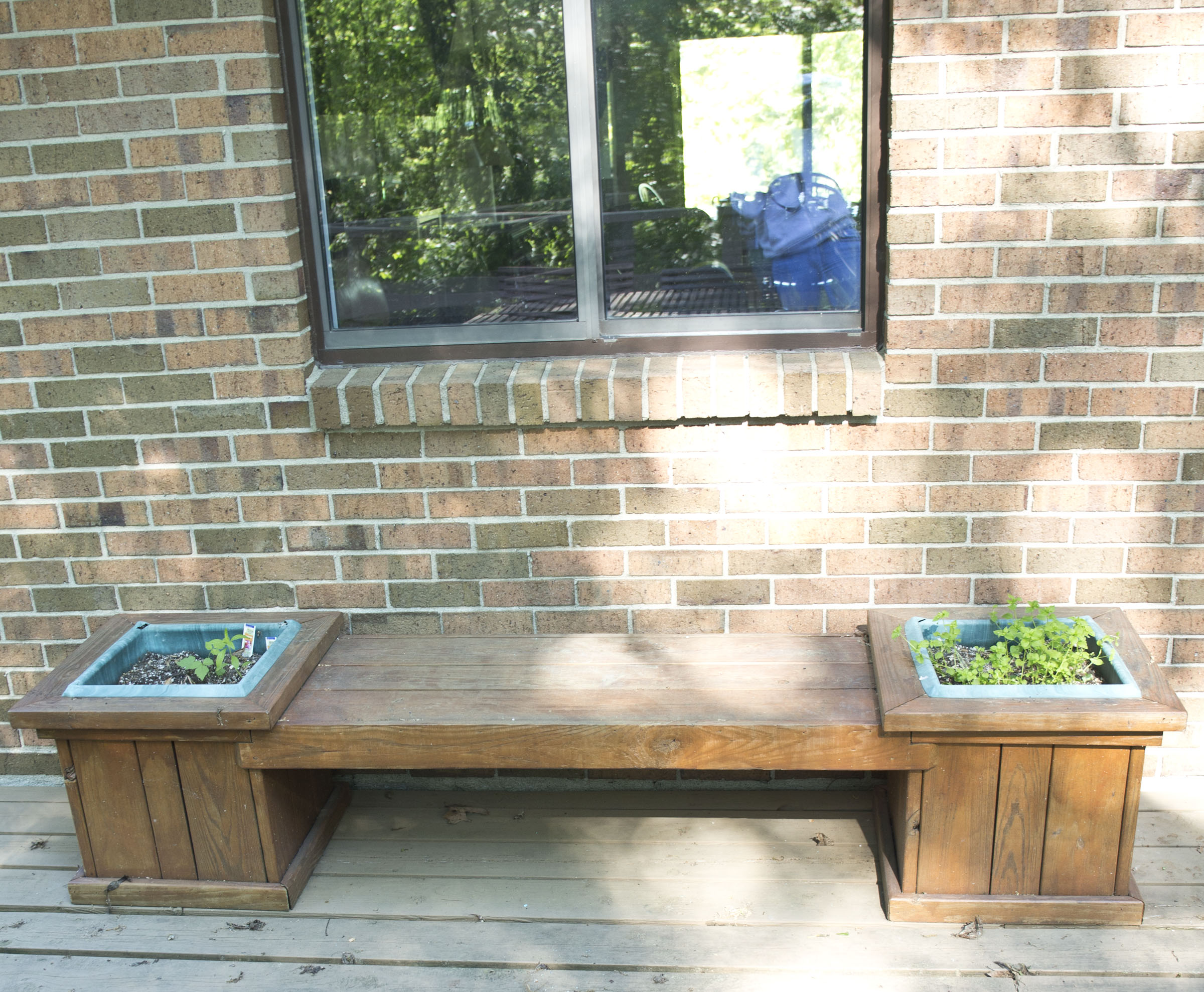 Wooden Outdoor Planter Bench