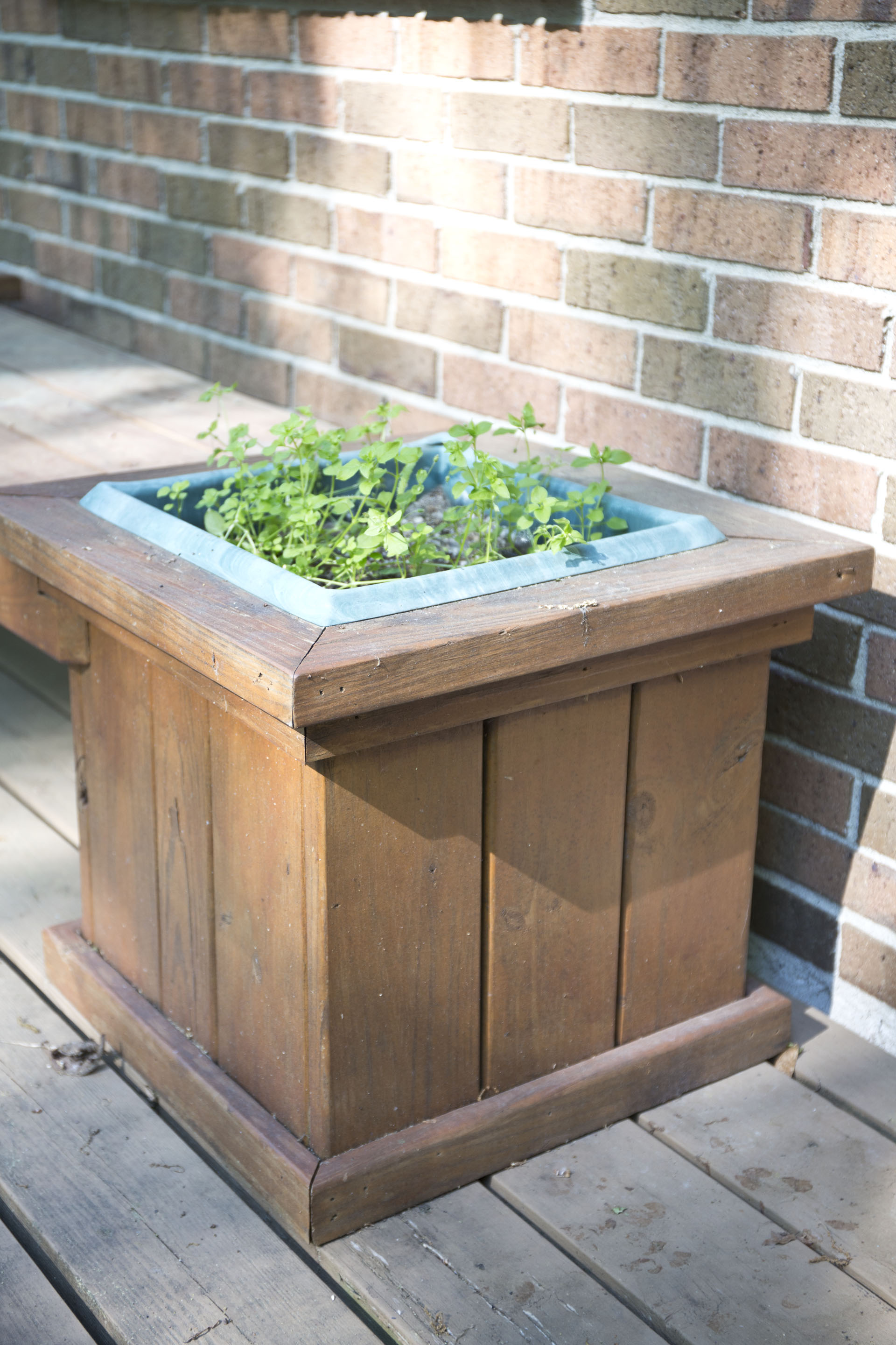 Wooden Outdoor Planter Bench