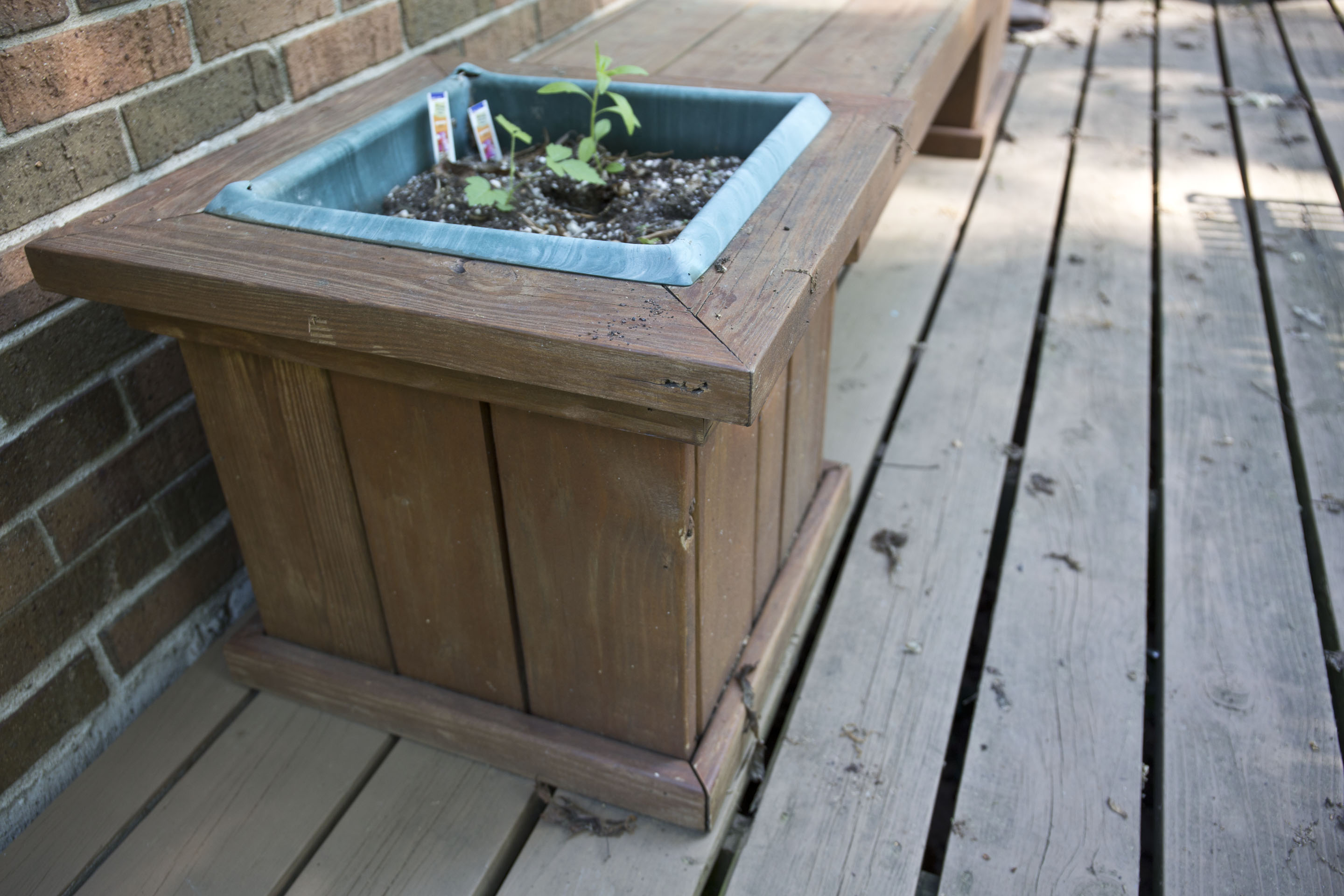 Wooden Outdoor Planter Bench