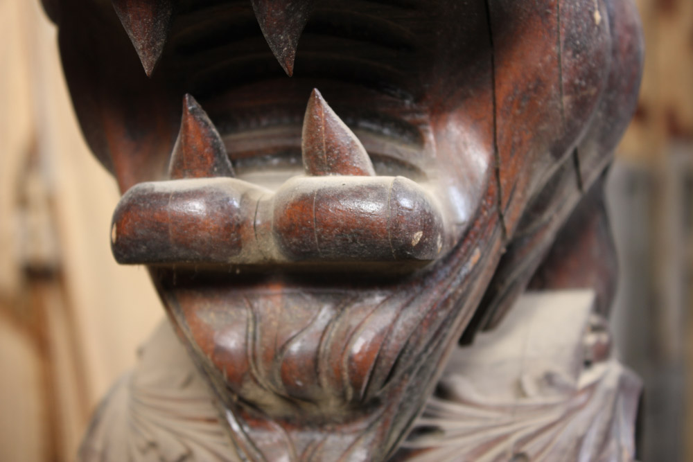 Carved Architectural Salvage with Lion Head Design