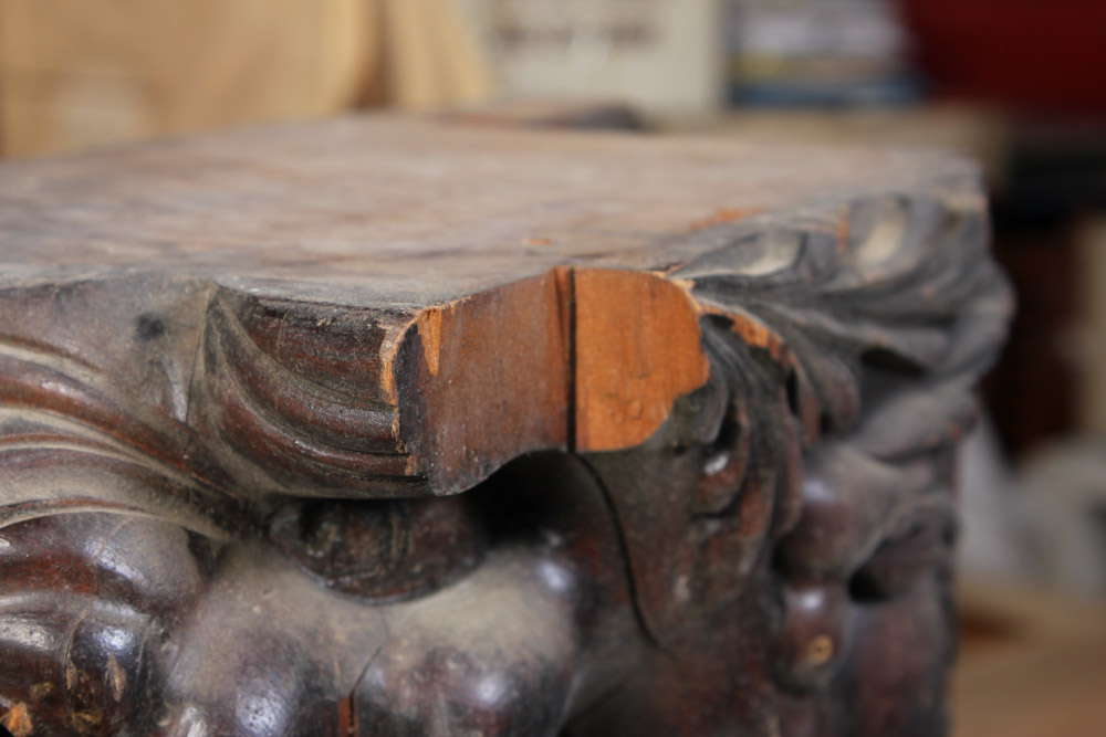 Carved Architectural Salvage with Lion Head Design