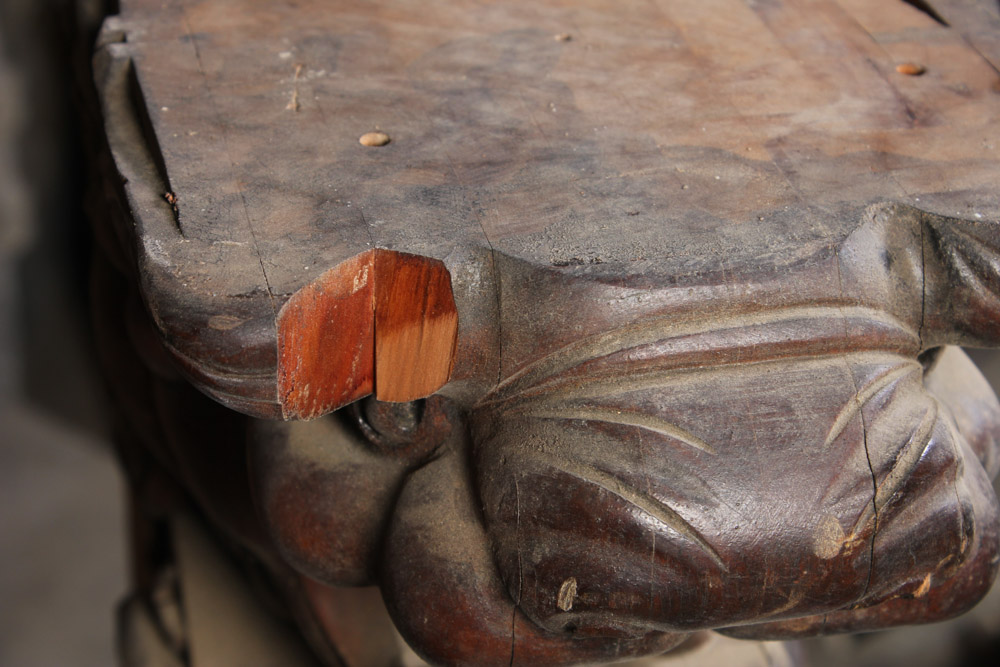 Carved Architectural Salvage with Lion Head Design