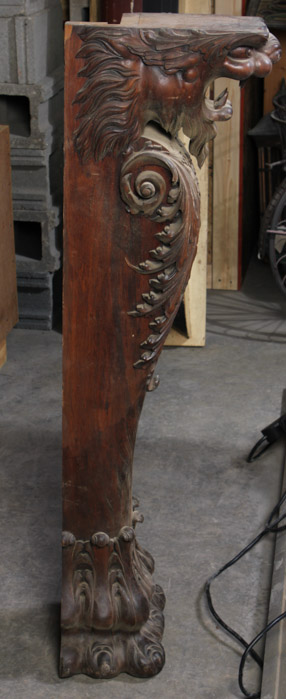 Carved Architectural Salvage with Lion Head Design