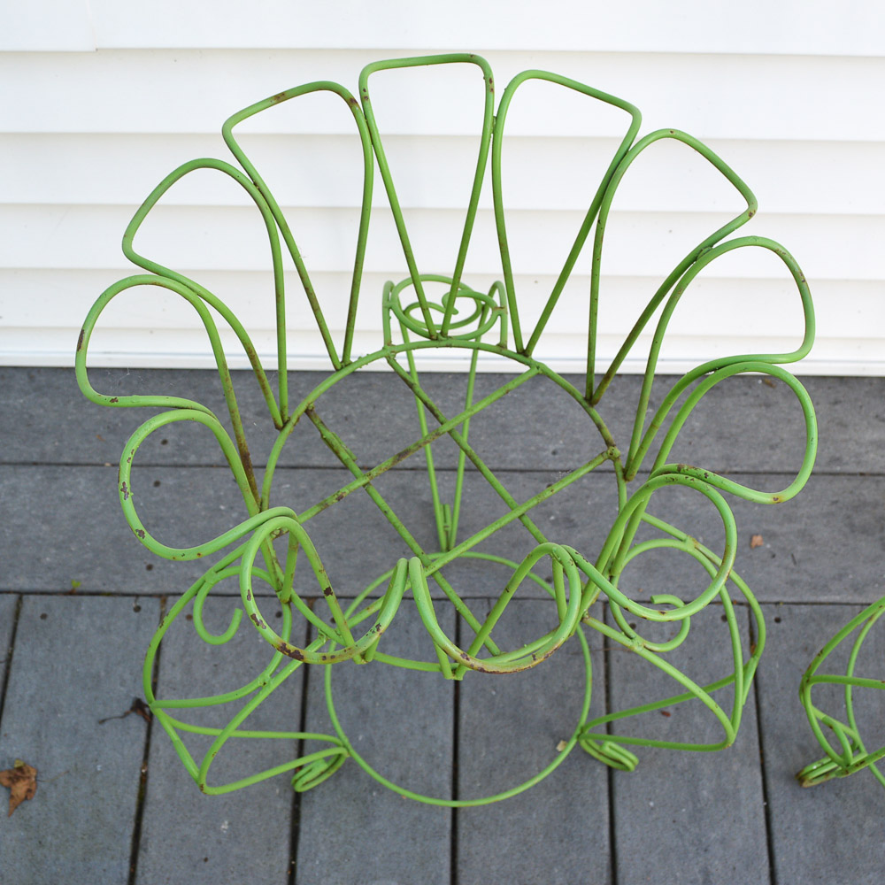 Pair of Green Wire Planters