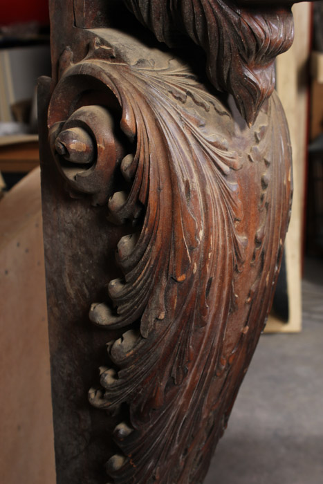Carved Architectural Salvage with Lion Head Design