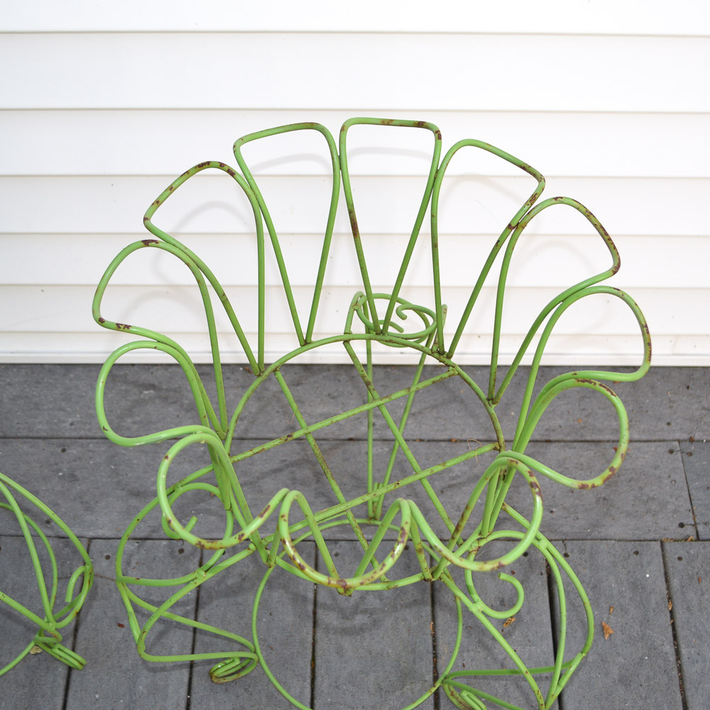 Pair of Green Wire Planters