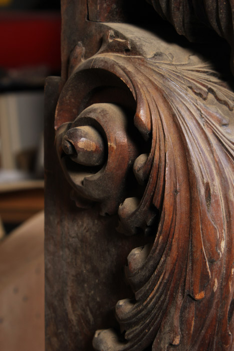 Carved Architectural Salvage with Lion Head Design