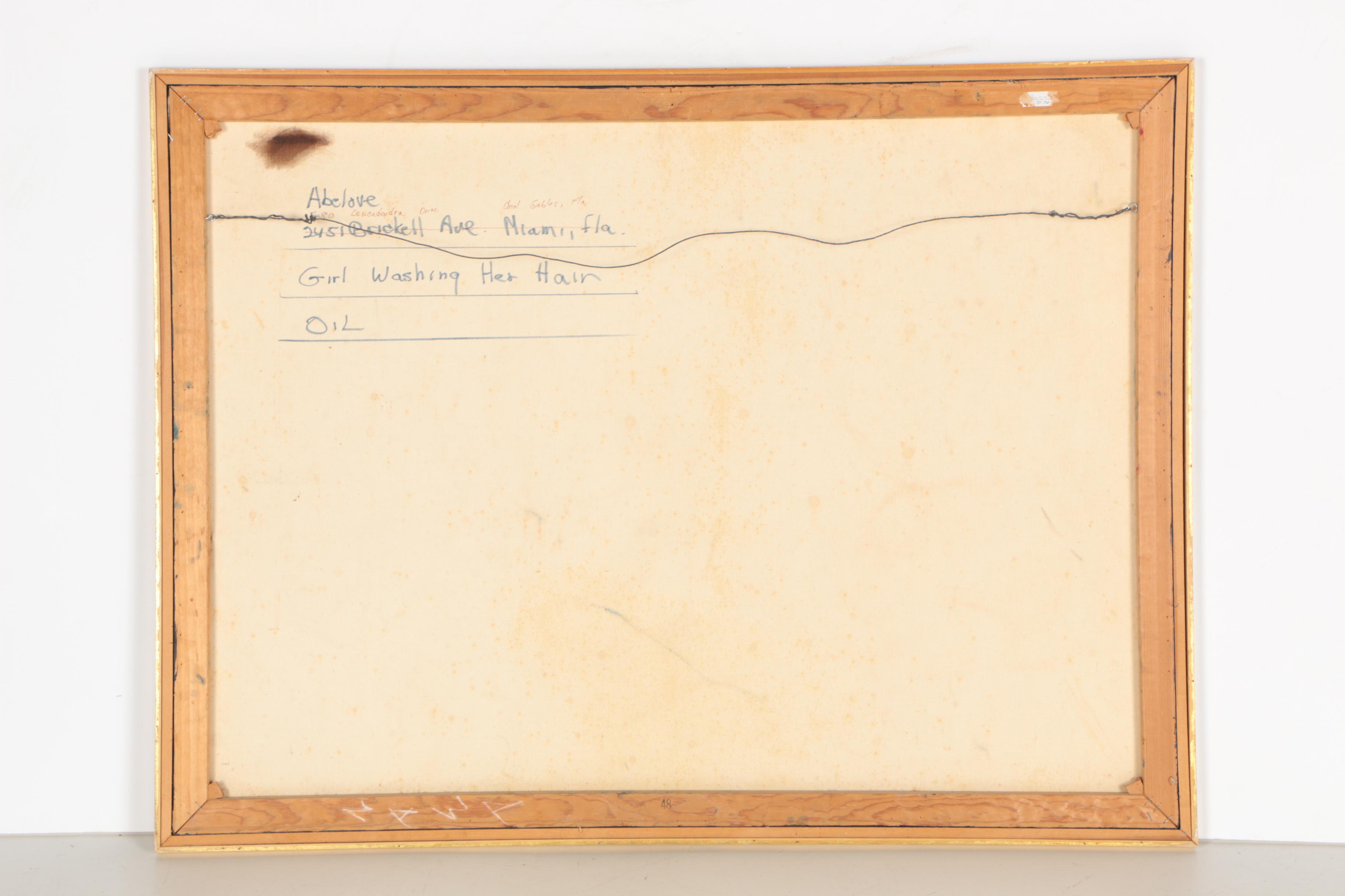 Joan Abelove Oil on Canvas "Girl Washing Her Hair"