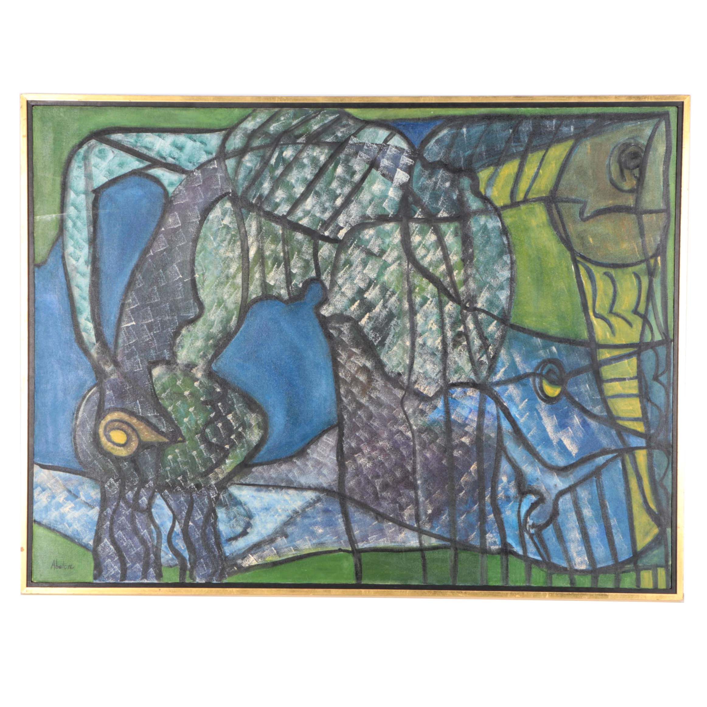 Joan Abelove Oil on Canvas "Girl Washing Her Hair"