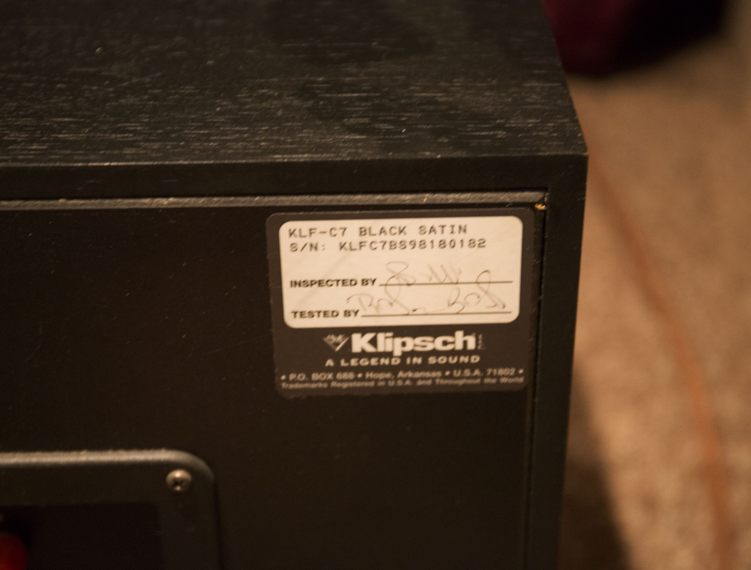 Klipsch "KLF-C7" Two-Way Center Channel Speaker