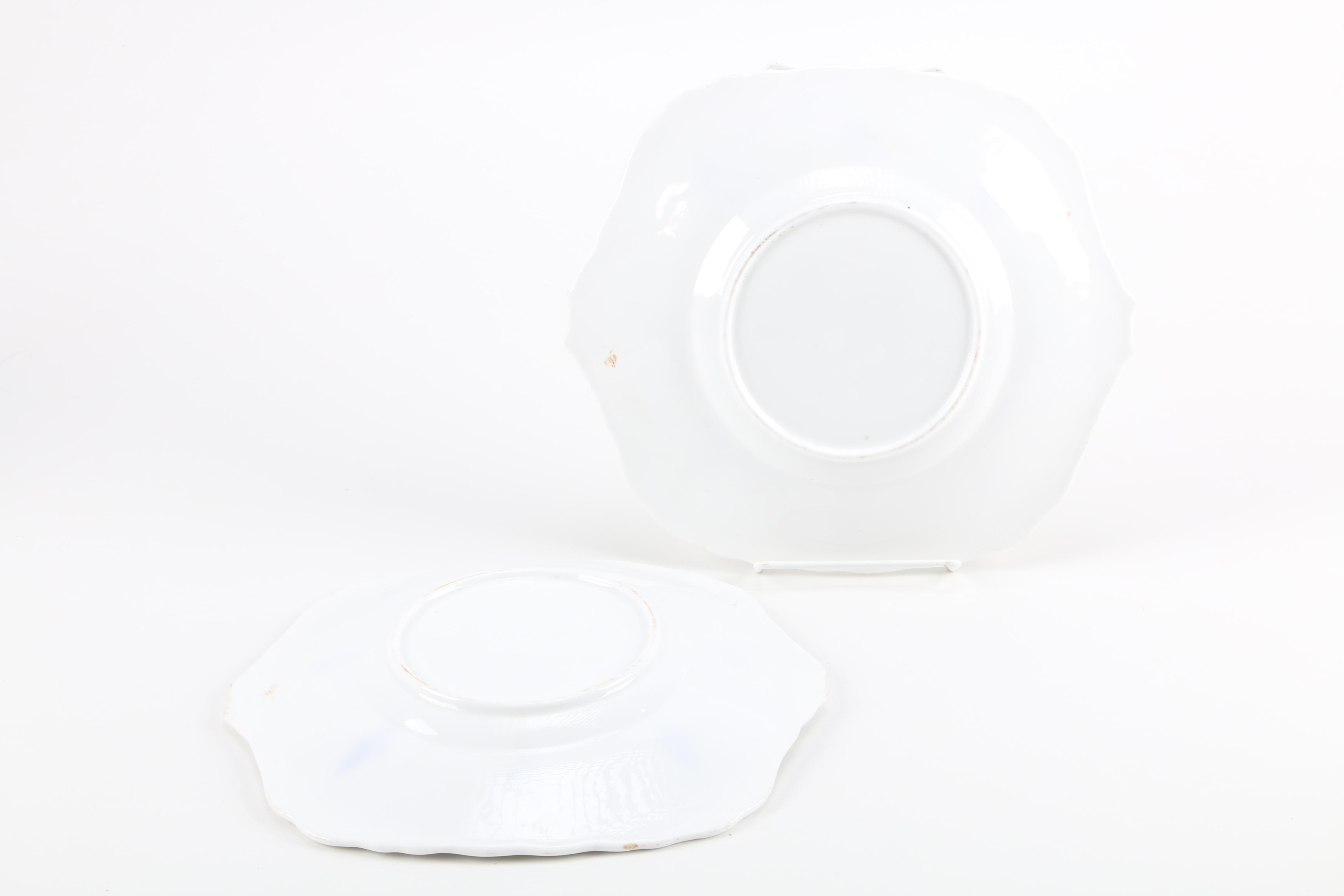 Antique White China with Violet Floral Relief Pattern