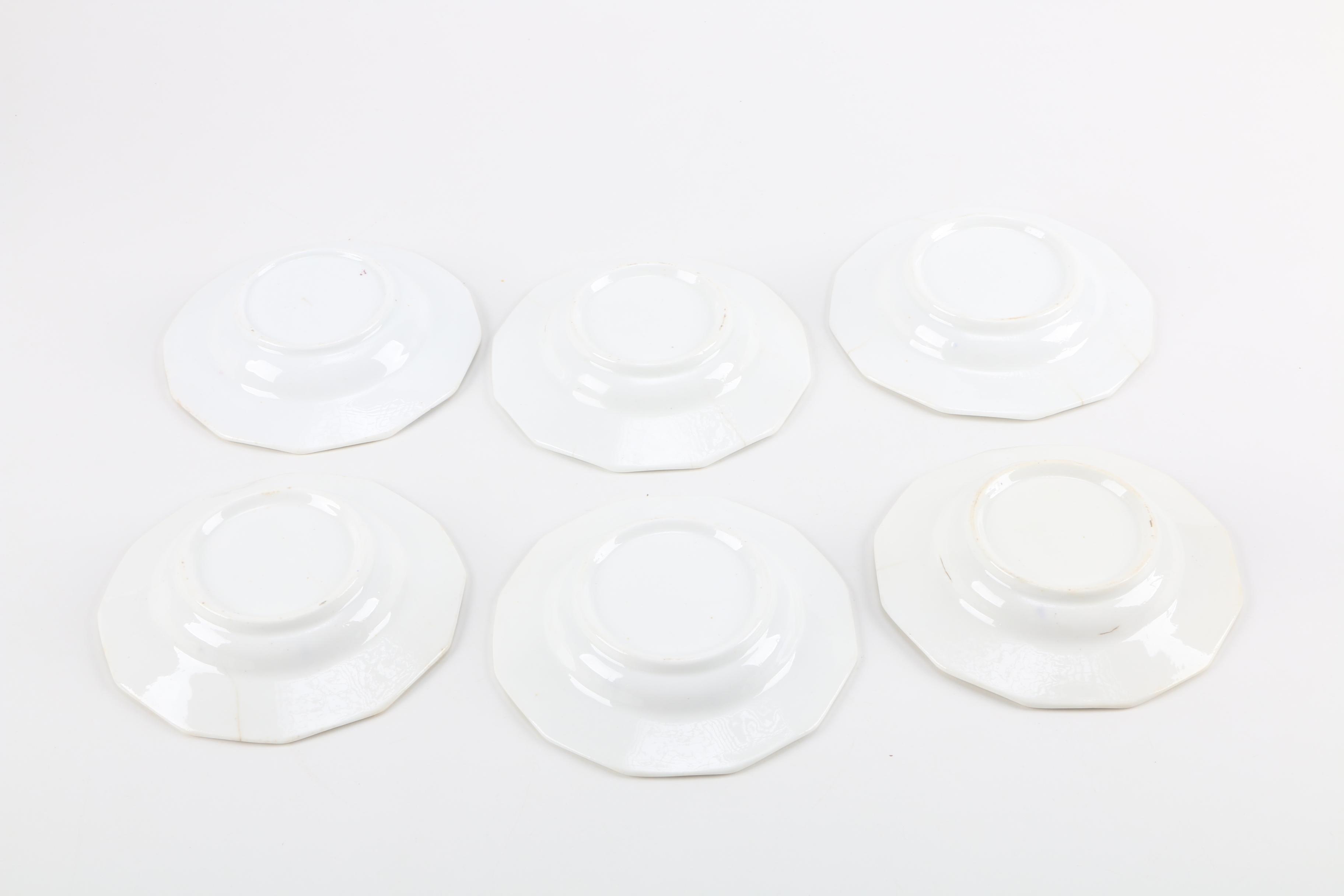 Antique White China with Violet Floral Relief Pattern