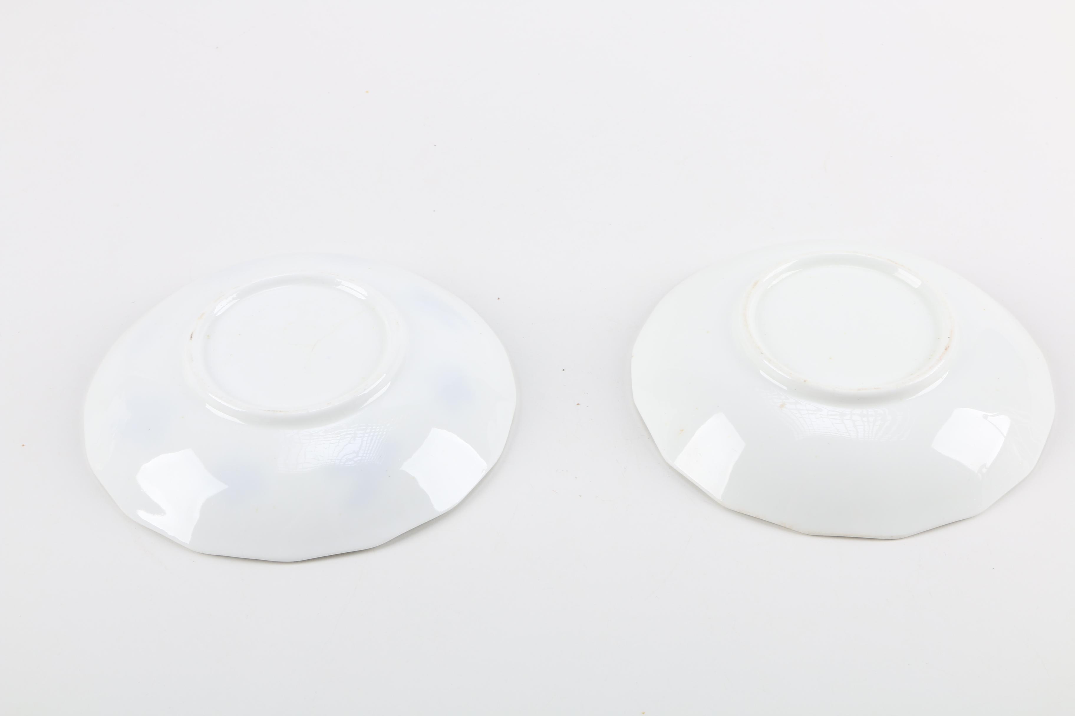 Antique White China with Violet Floral Relief Pattern