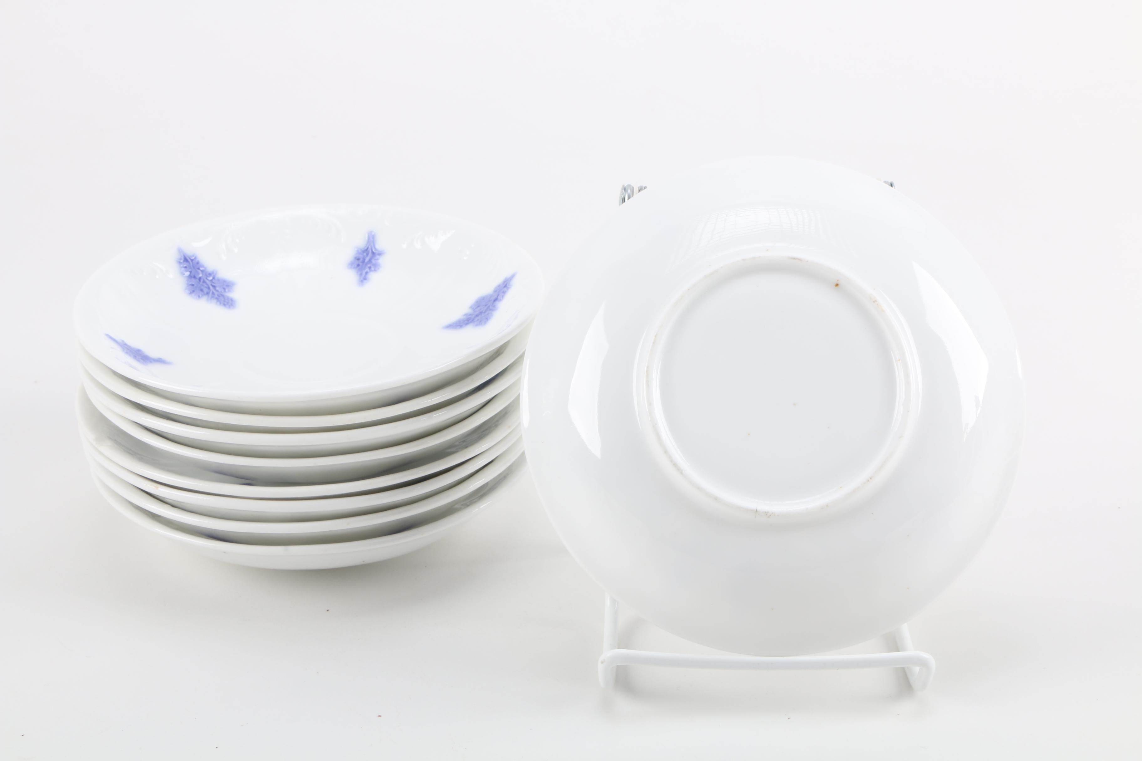 Antique White China with Violet Floral Relief Pattern